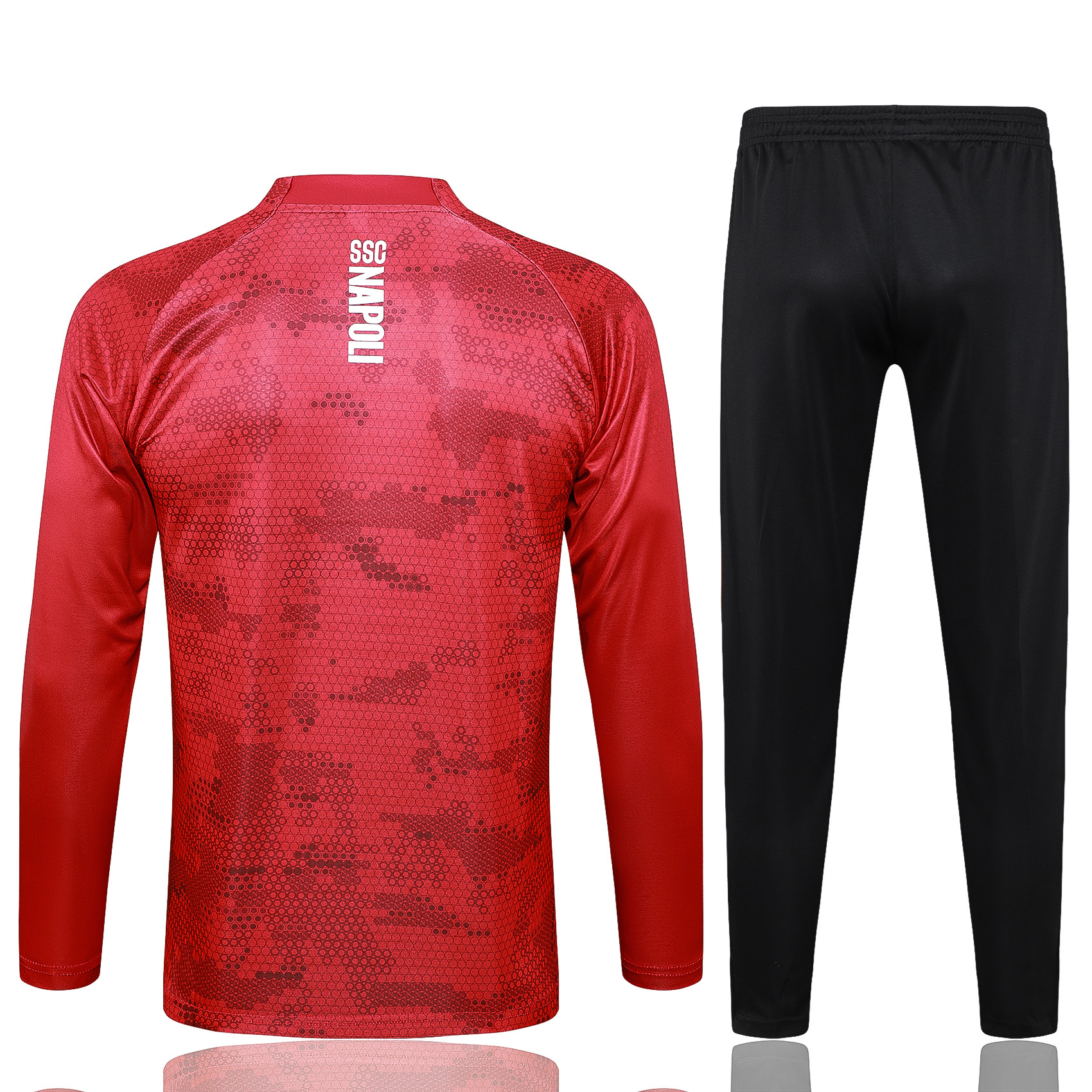 unitedfutballjersey-Napoli 24-25 Long Sleeve Training Set - Red Top and Black Pants