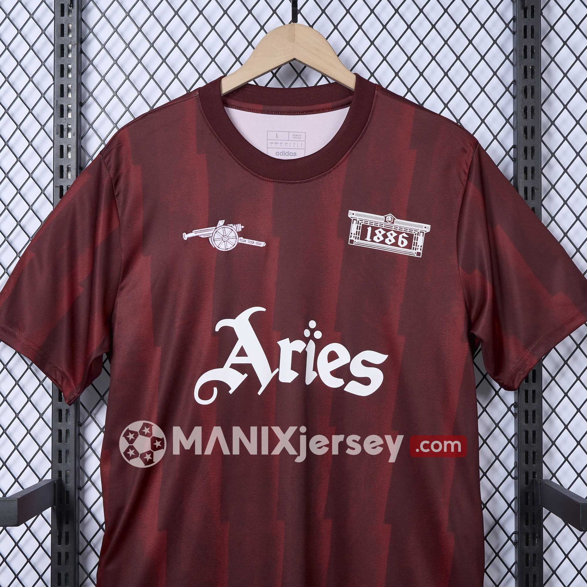 ManixJersey.com | Arsenal x Aries 24-25 Vintage Red T-shirts -Customize Name, Number and Patch | Worldwide Shipping