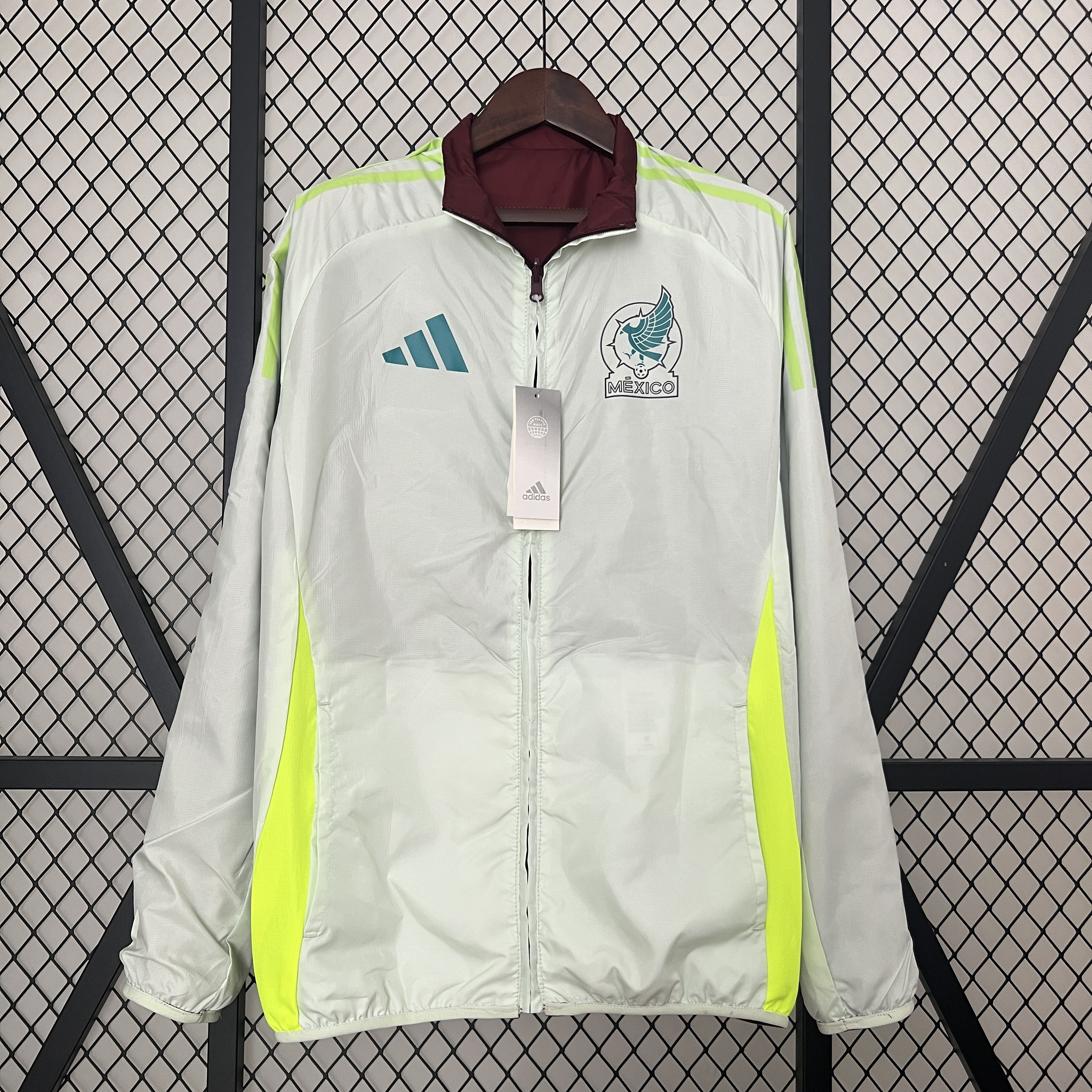 ManixJersey.com | Mexico 2024 Double Sided Reversible Windbreaker - Red & Grey -Customize Name, Number and Patch | Worldwide Shipping