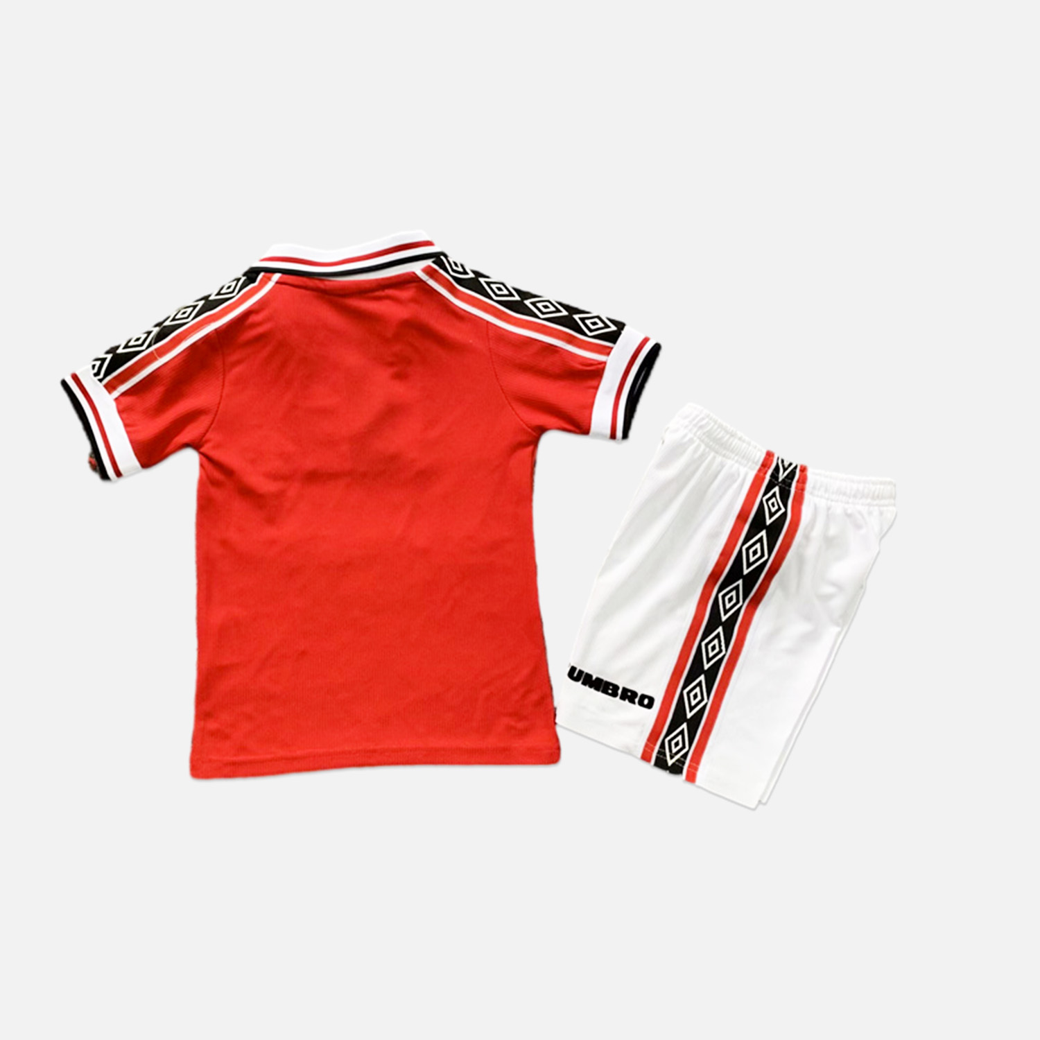ManixJersey.com | Retro Manchester United 1998-99 Home Stadium Kids Kit -Customize Name, Number and Patch | Worldwide Shipping