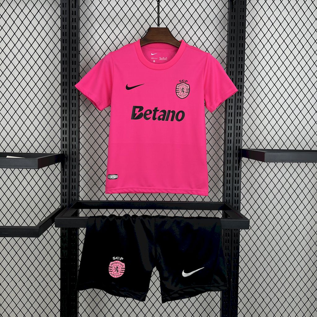 JerseysGala.com | Sporting CP Portugal 24-25 Pink October Kids Kit -Customize Name, Number and Patch | Worldwide Shipping