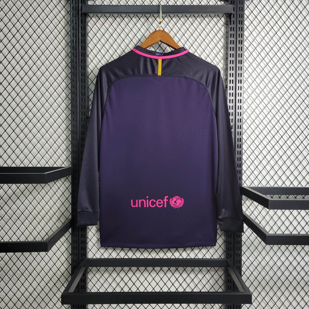 ManixJersey.com | Retro Barcelona 16-17 Away Stadium Long Sleeve Jersey -Customize Name, Number and Patch | Worldwide Shipping