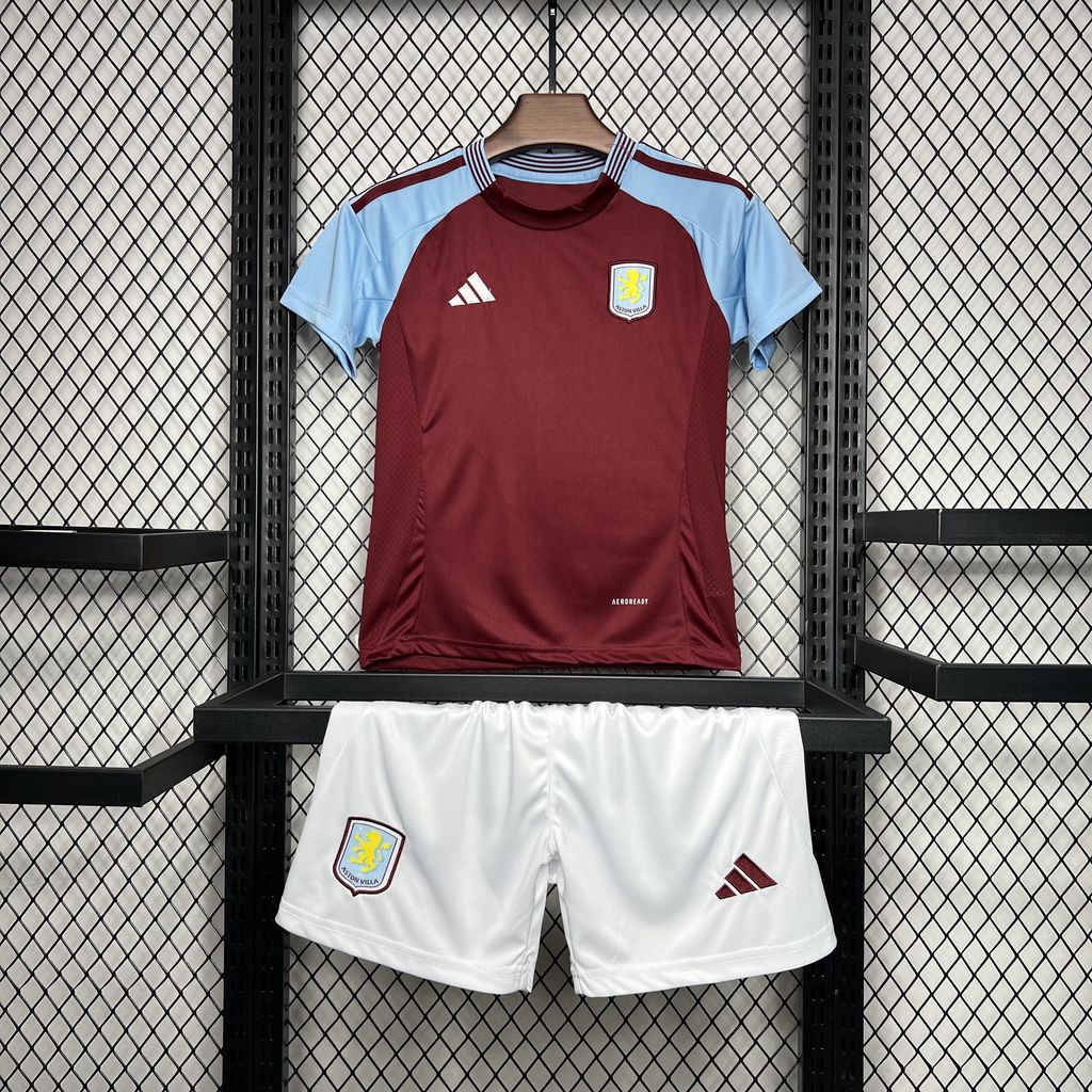 JerseysGala.com | Aston Villa 24-25 Home Stadium Kids Kit -Customize Name, Number and Patch | Worldwide Shipping