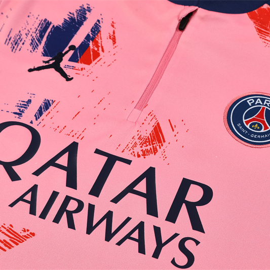 JerseysGala.com | Paris Saint-Germain PSG 24-25 Kids Long Sleeve Training Set - Pink -Customize Name, Number and Patch | Worldwide Shipping