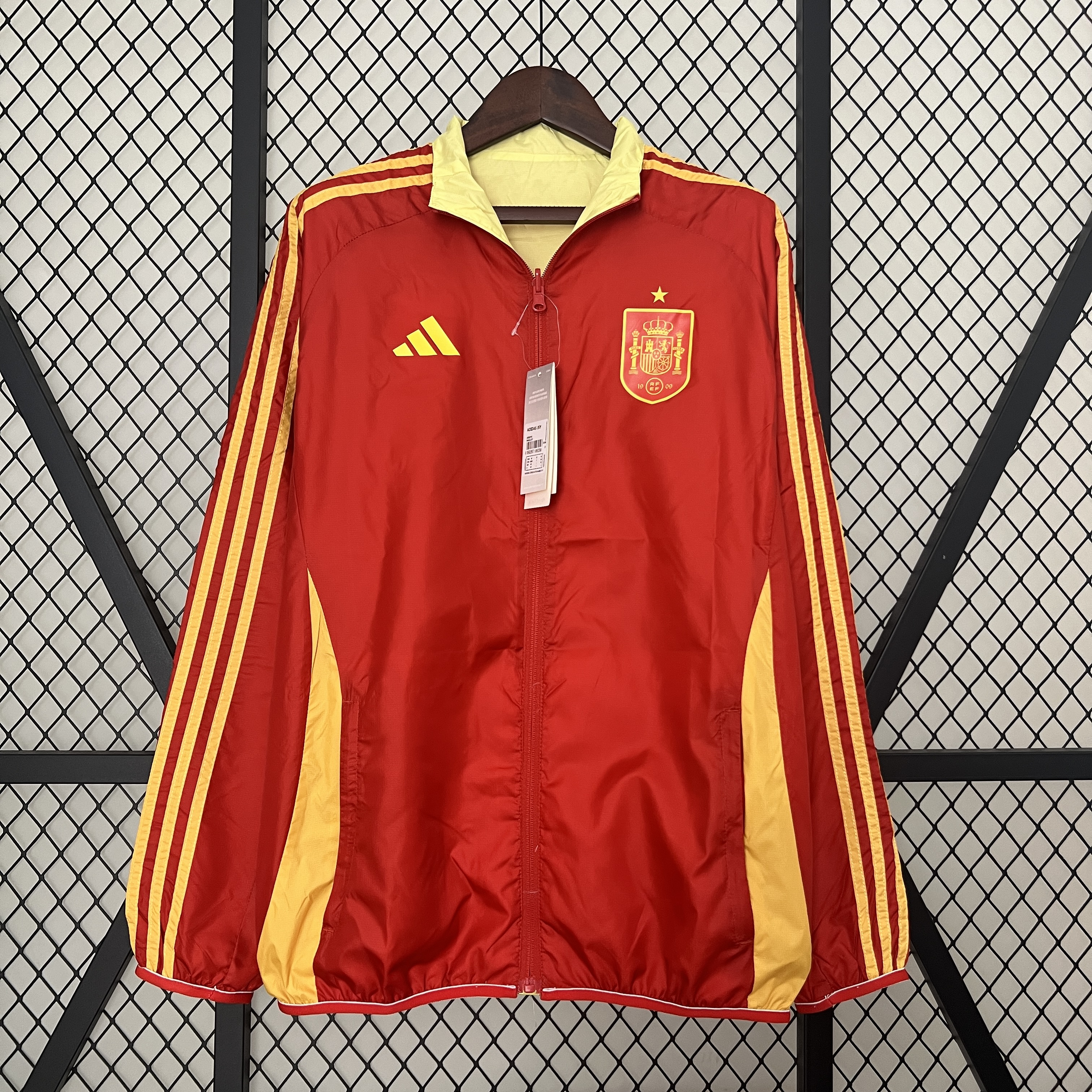 JerseysGala.com | Spain 2024 Double Sided Reversible Windbreaker - Red & Yellow -Customize Name, Number and Patch | Worldwide Shipping