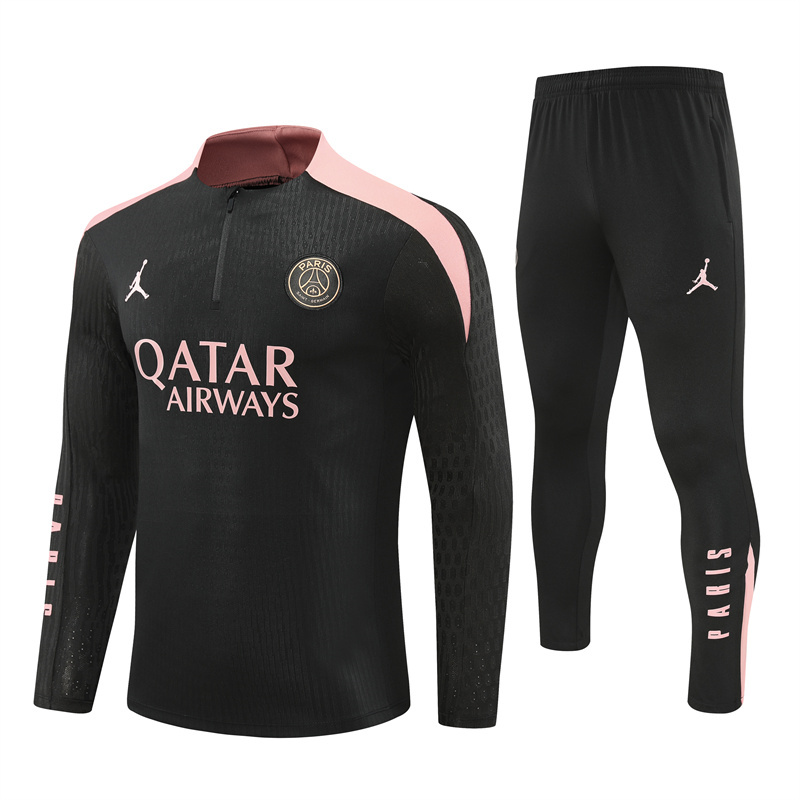 SIUjerseys-Paris Saint-Germain PSG X JD 24-25 Long Sleeve Training Set - Player Version - Black and Pink