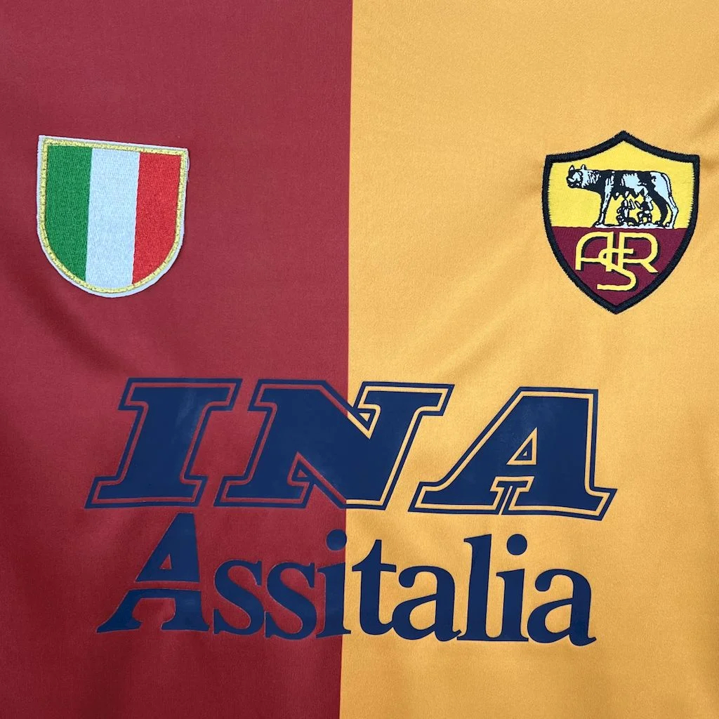 JerseysGala.com | Retro Roma 2001-02 Home Long Sleeves Jersey -Customize Name, Number and Patch | Worldwide Shipping