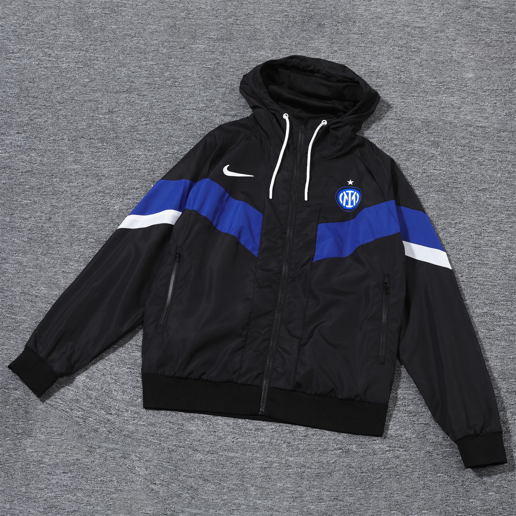 ManixJersey.com | Inter Milan 24-25 Blue & Black Hooded Windbreaker - Player Version -Customize Name, Number and Patch | Worldwide Shipping