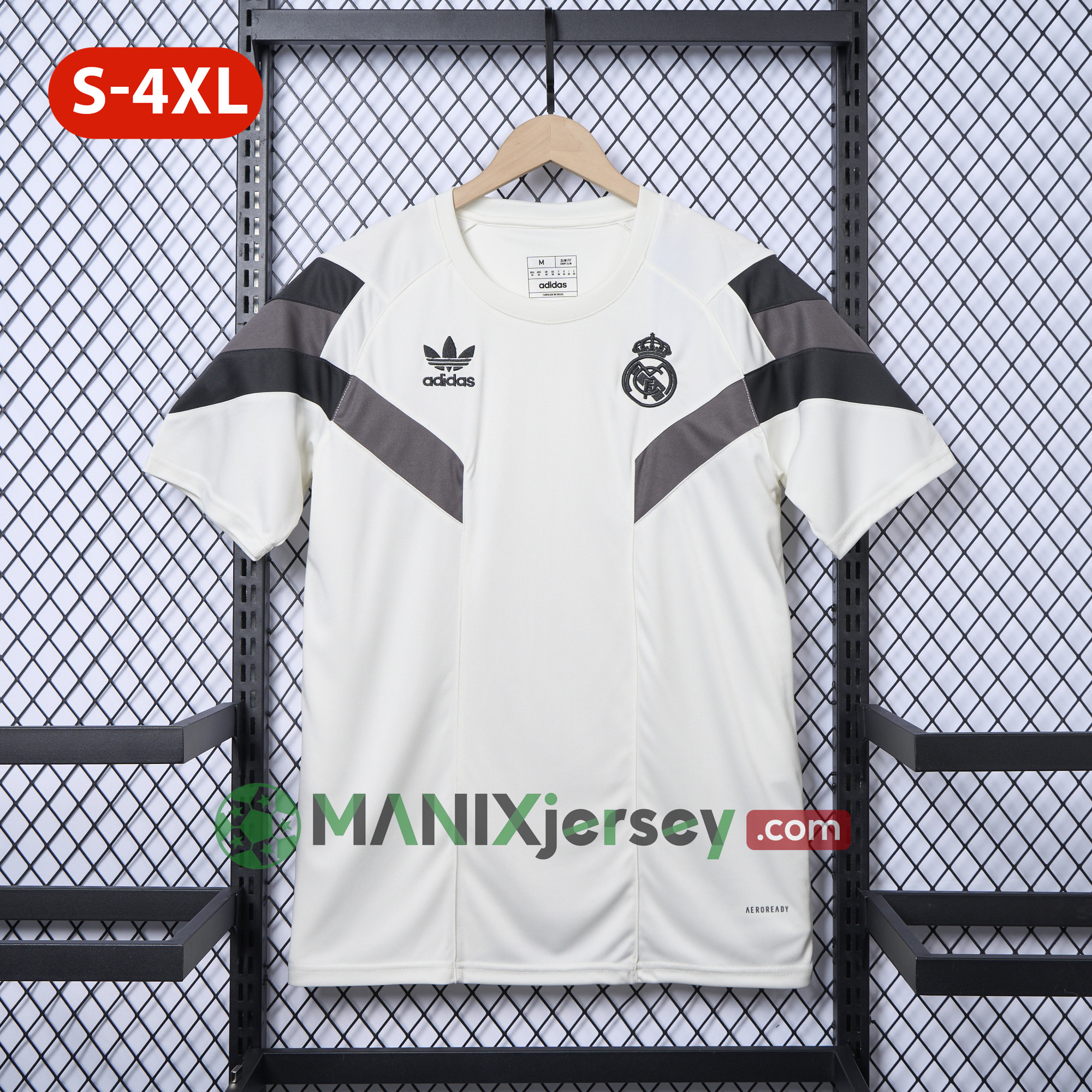 ManixJersey.com | Real Madrid 24-25 Throwback Originals T-Shirt - White -Customize Name, Number and Patch | Worldwide Shipping