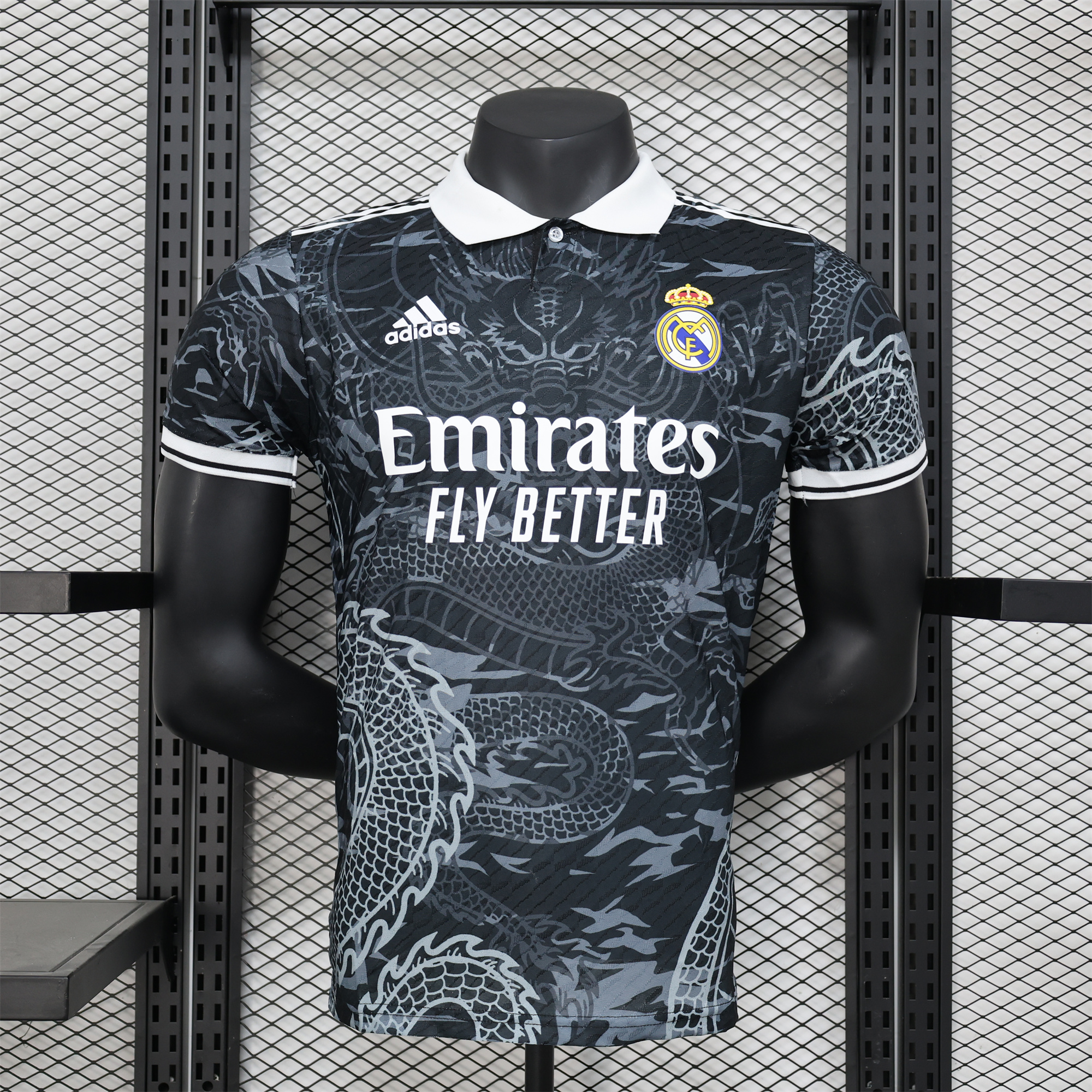 JerseysGala.com | Real Madrid 24-25 Black White Loong Jersey - Player Version -Customize Name, Number and Patch | Worldwide Shipping