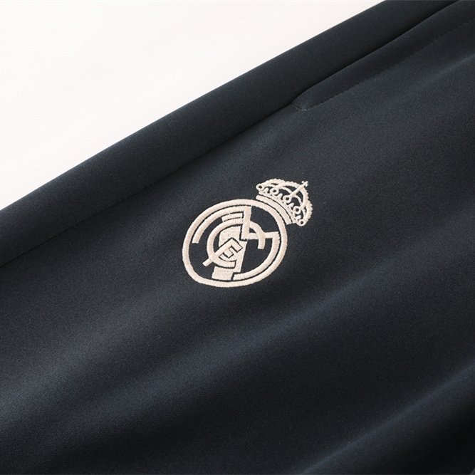JerseysGala.com | Real Madrid 24-25 Jacket Training Tracksuit - Light Pink Top and Black Pants -Customize Name, Number and Patch | Worldwide Shipping