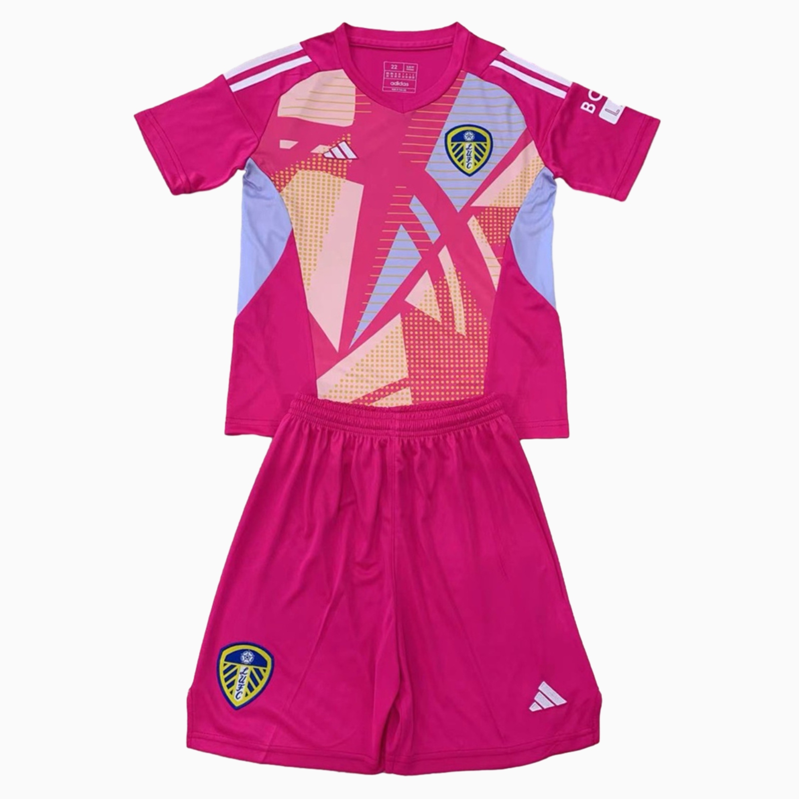 ManixJersey.com | Leeds United 24-25 Pink Goalkeeper Kids Kit -Customize Name, Number and Patch | Worldwide Shipping