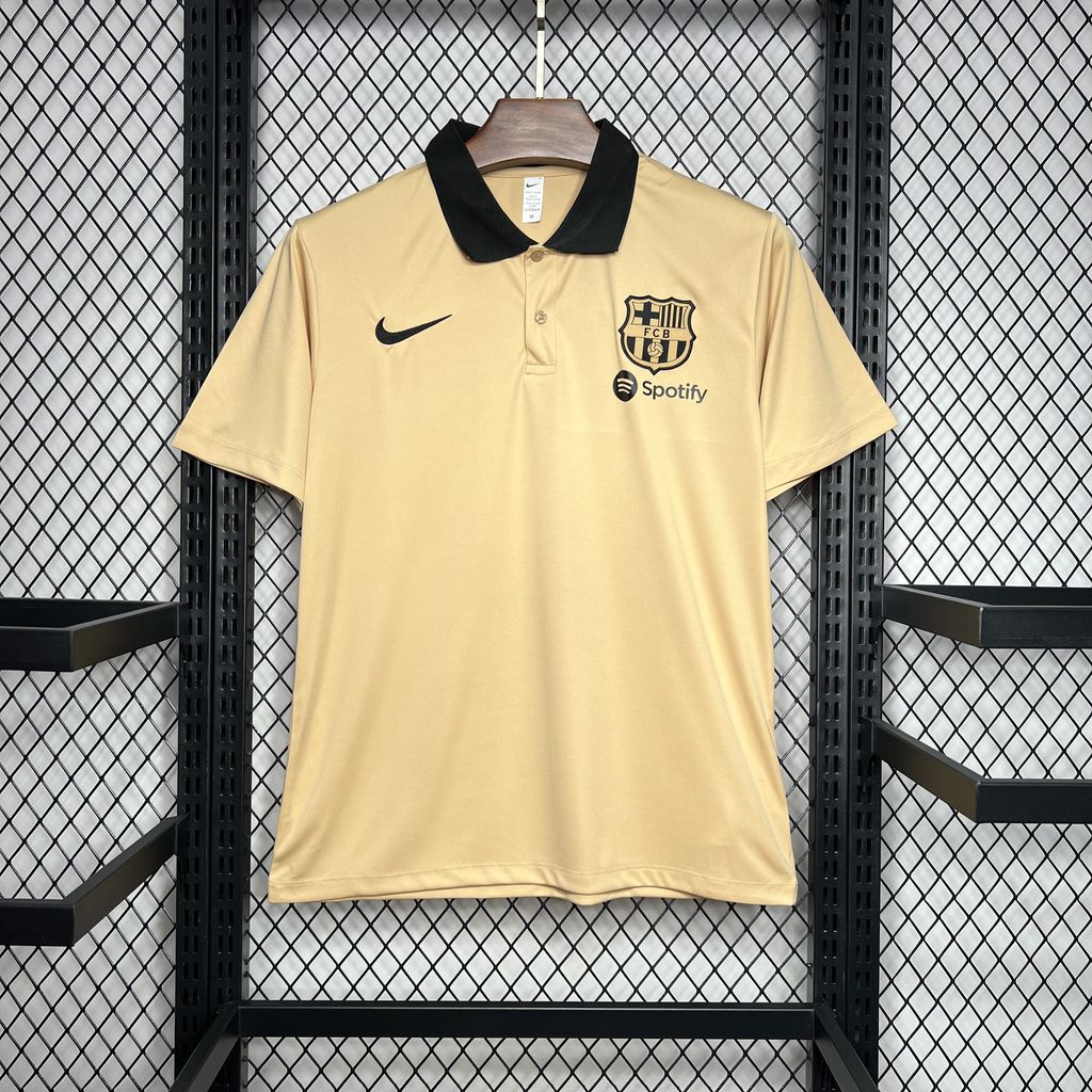 SIUjerseys-Barcelona 24-25 Gold Polo Shirt - Fans Version