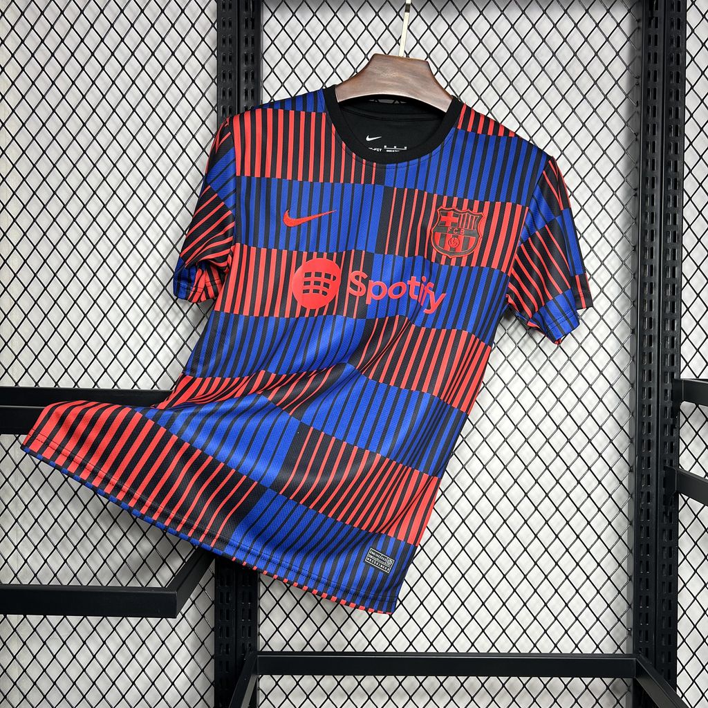 foot-Barcelona 24-25 Stripe Pre-Match Training Jersey - Fans Version