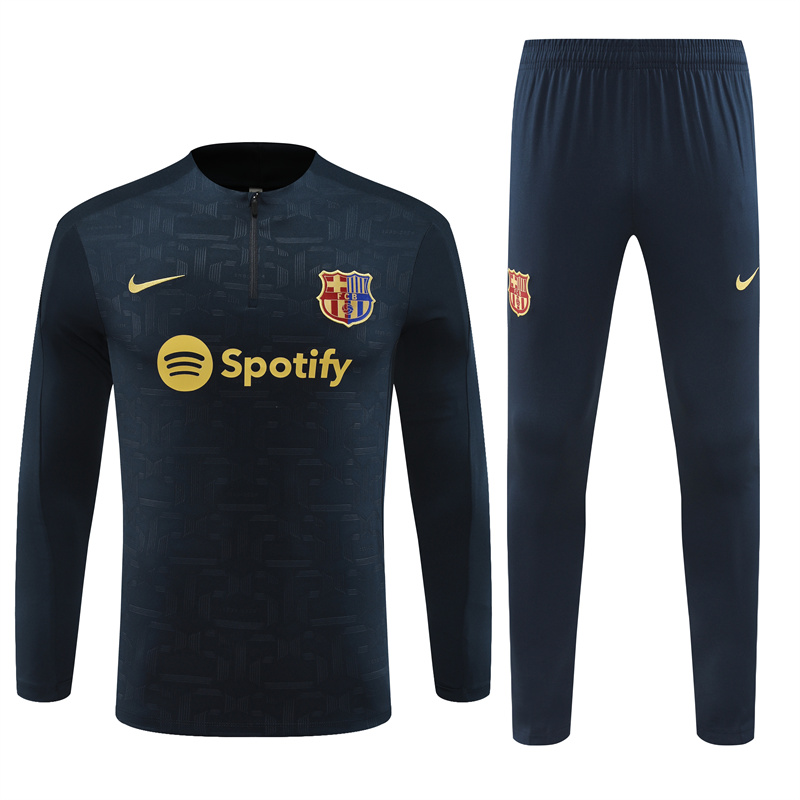 JerseysGala.com | Barcelona 24-25 Long Sleeve Training Set - Deep Blue -Customize Name, Number and Patch | Worldwide Shipping