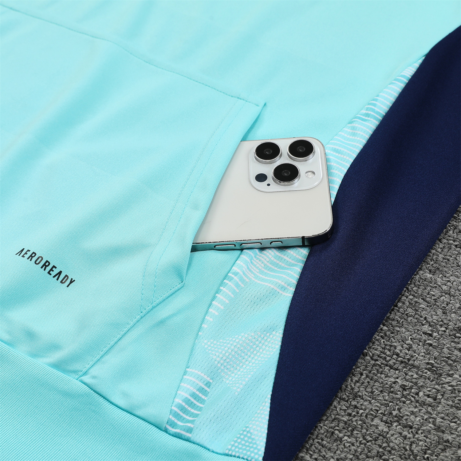 ManixJersey.com | Arsenal 24-25 Training Hoodie Set - Cyan Hoodie and Deep Blue Pants -Customize Name, Number and Patch | Worldwide Shipping