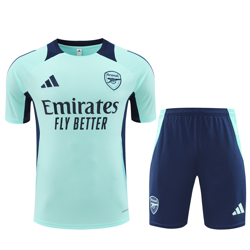 ManixJersey.com | Arsenal 24-25 Short-Sleeve Training Kids Kit - Lake Blue -Customize Name, Number and Patch | Worldwide Shipping
