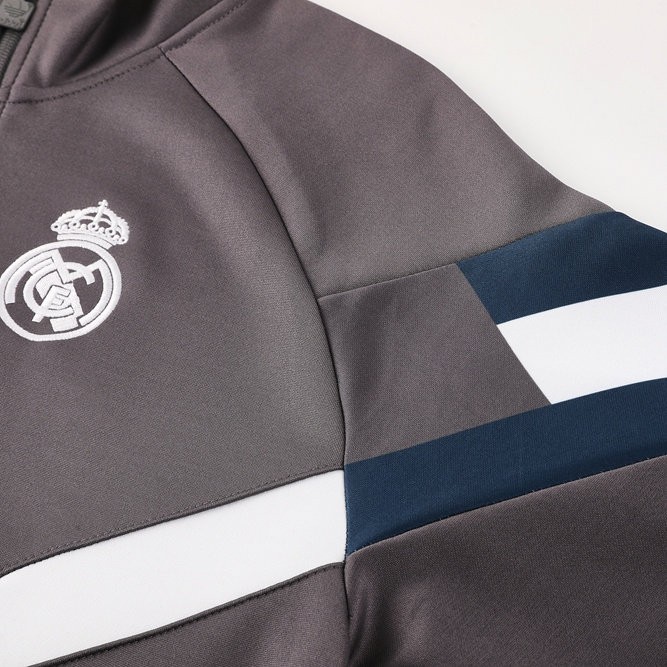 JerseysGala.com | Real Madrid 24-25 Trefoil Vintage Jacket Training Tracksuit - Grey -Customize Name, Number and Patch | Worldwide Shipping