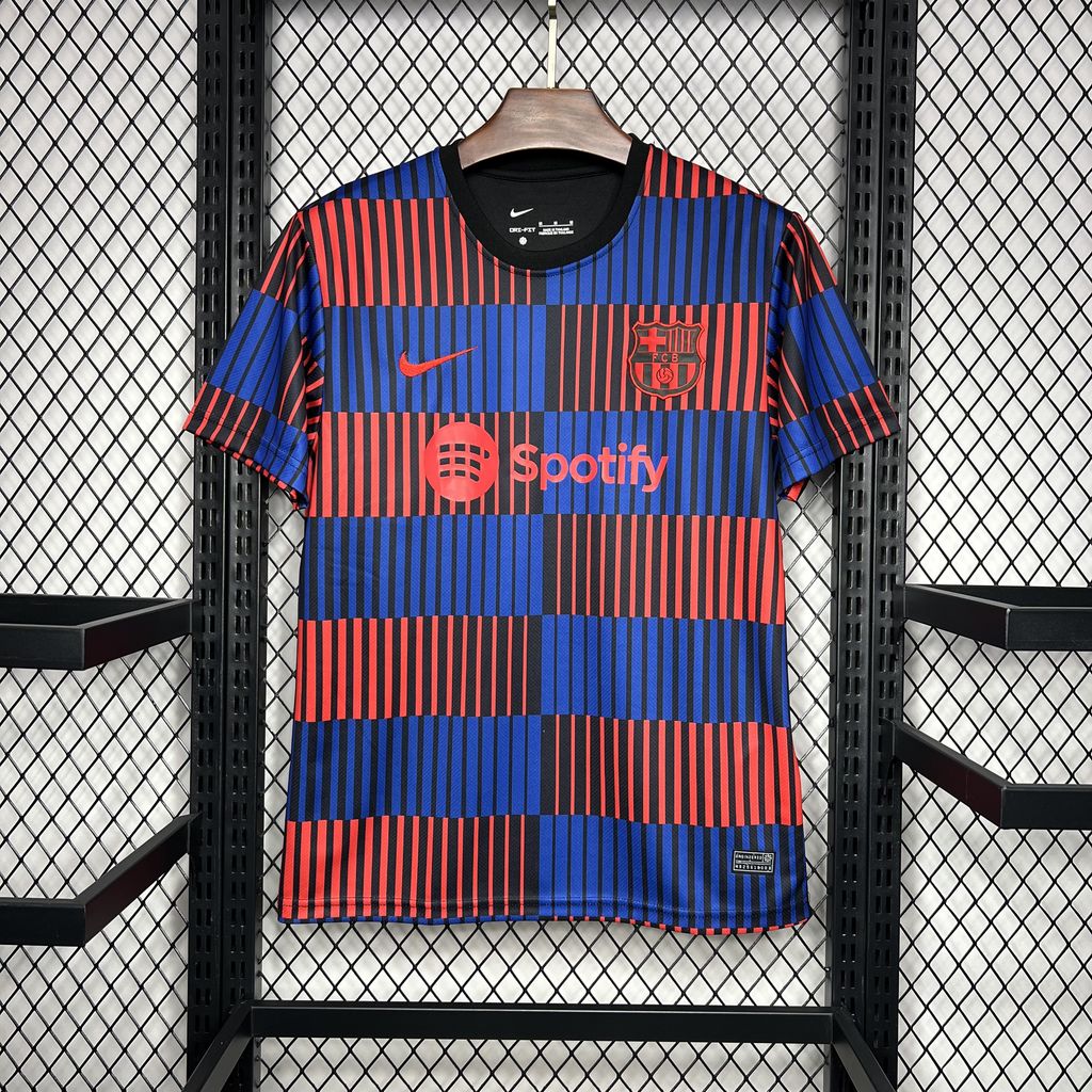 foot-Barcelona 24-25 Stripe Pre-Match Training Jersey - Fans Version
