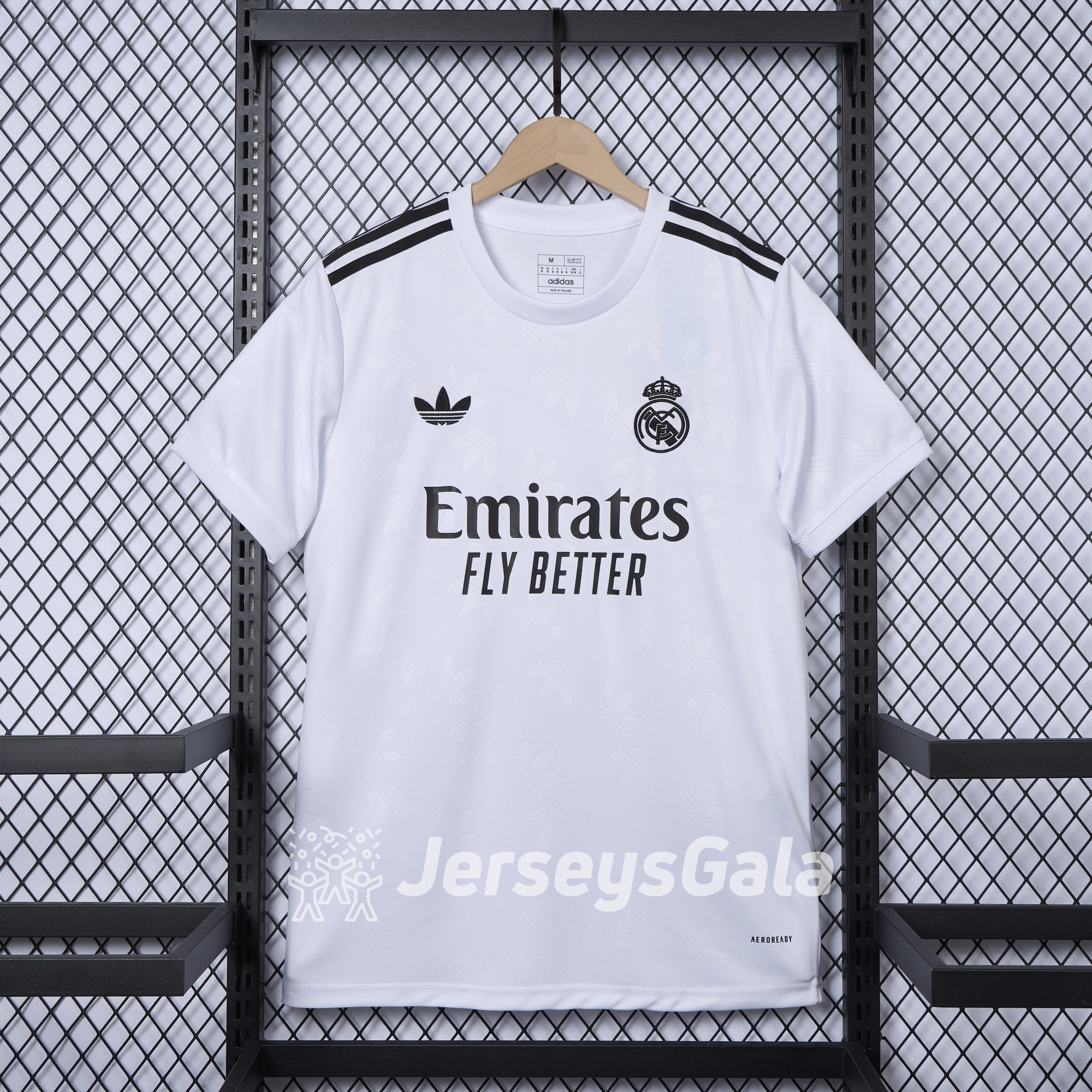 JerseysGala.com | Real Madrid 24-25 Trefoil White Jersey - Fans Version -Customize Name, Number and Patch | Worldwide Shipping
