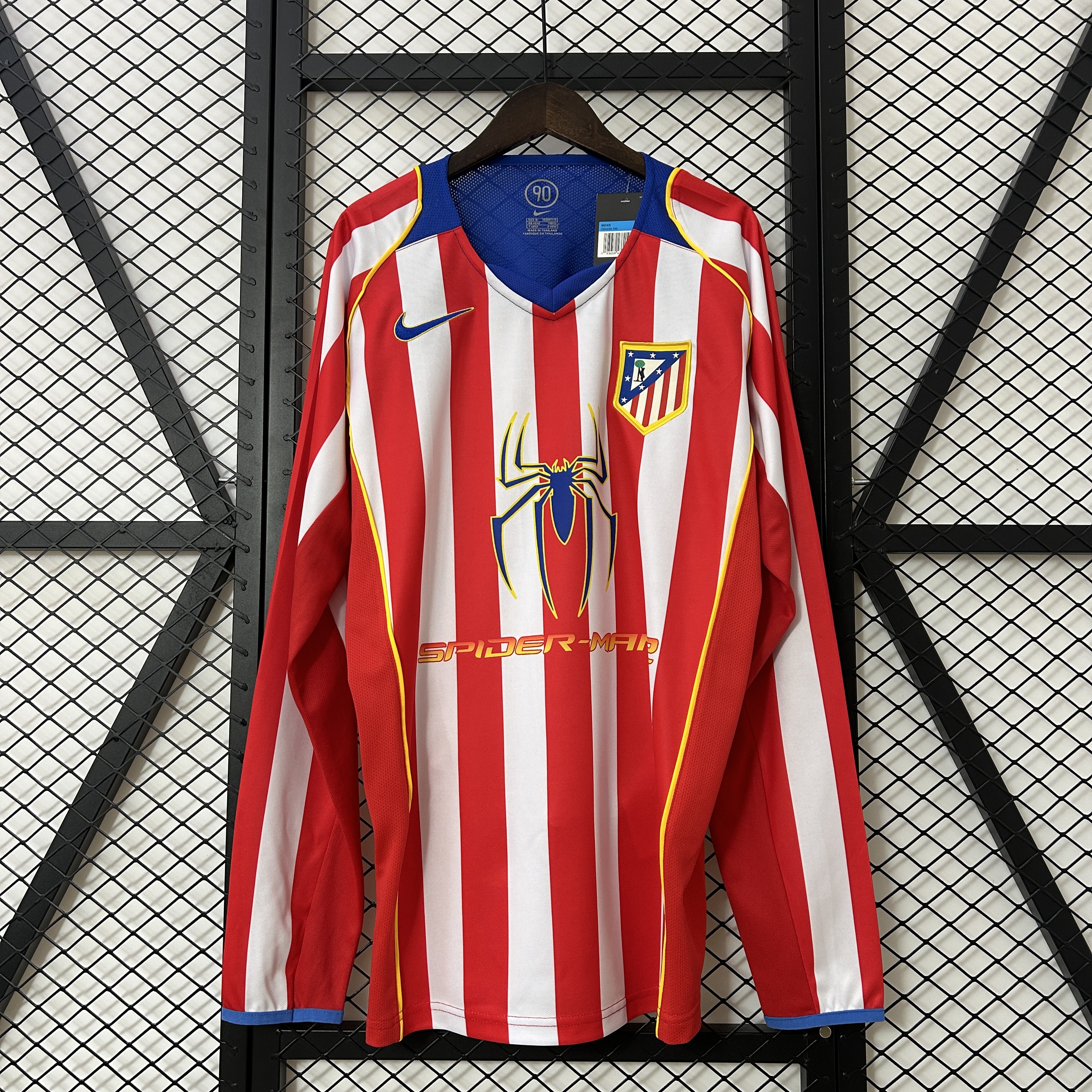 unitedfutballjersey-Retro Atletico Madrid 2004-05 Home Long Sleeves Jersey - S.p.i.d.e.r M.a.n