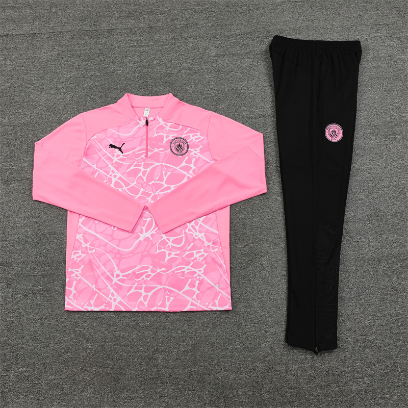 ManixJersey.com | Manchester City 24-25 Kids Long Sleeve Training Set - Pink -Customize Name, Number and Patch | Worldwide Shipping