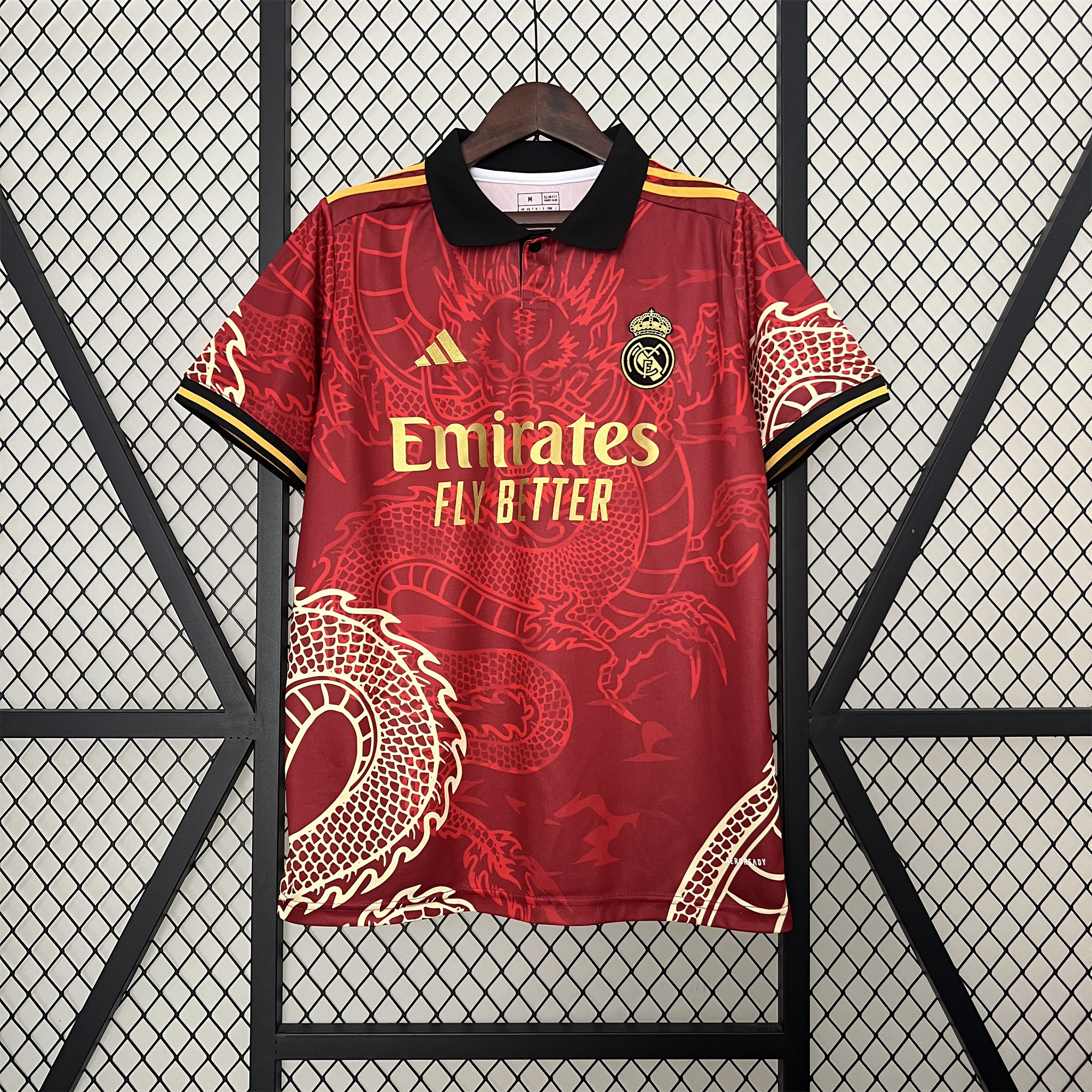 ManixJersey.com | Real Madrid 24-25 Red Colorful Dragon Speical Jersey - Fans Version -Customize Name, Number and Patch | Worldwide Shipping