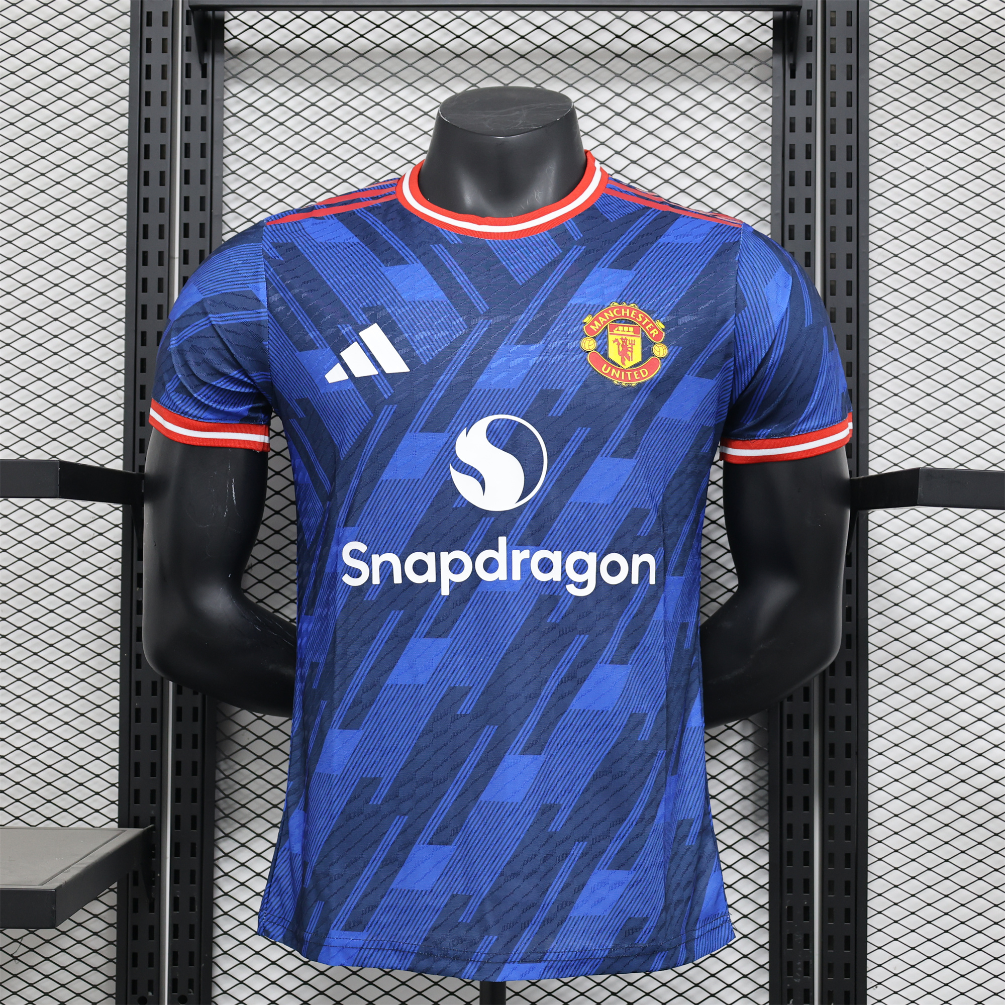 ManixJersey.com | Manchester United 24-25 Blue Stripe Special Edition Jersey - Player Version -Customize Name, Number and Patch | Worldwide Shipping