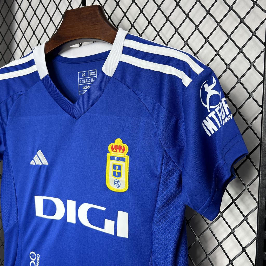 ManixJersey.com | Real Oviedo 24-25 Home Kids Kit -Customize Name, Number and Patch | Worldwide Shipping