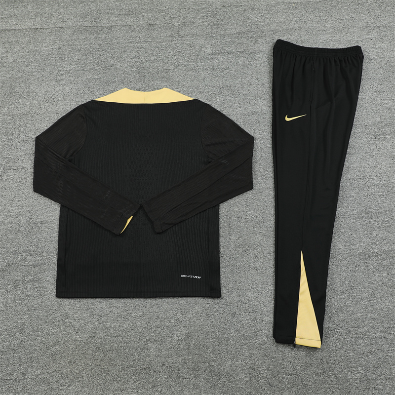 JerseysGala.com | Barcelona 24-25 Kids Long Sleeve Training Set - Player Version - Black Gold -Customize Name, Number and Patch | Worldwide Shipping