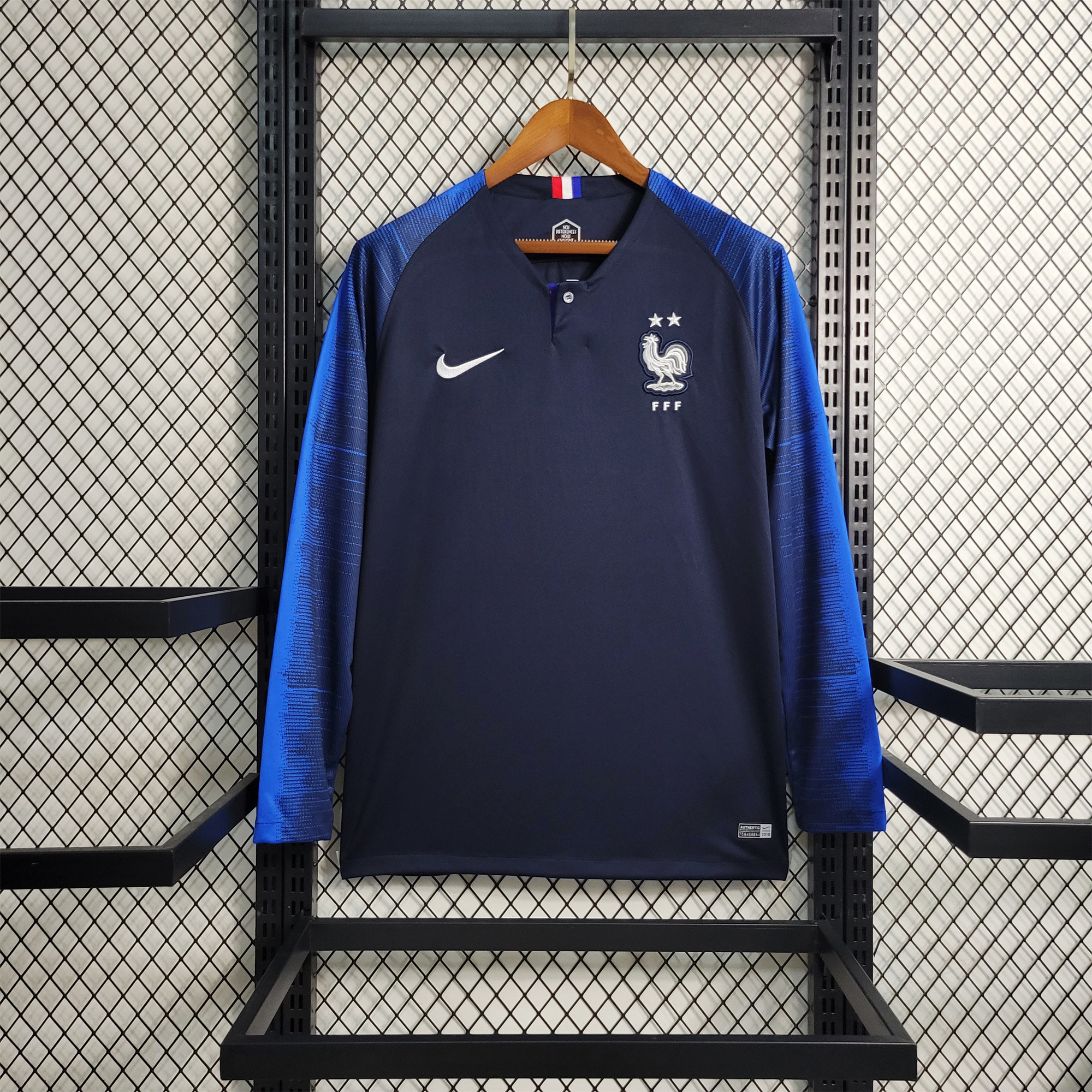 SIUjerseys-Retro France 2018 Home Stadium Long Sleeve Jersey