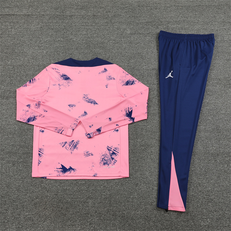 JerseysGala.com | Paris Saint-Germain PSG 24-25 Kids Long Sleeve Training Set - Pink -Customize Name, Number and Patch | Worldwide Shipping