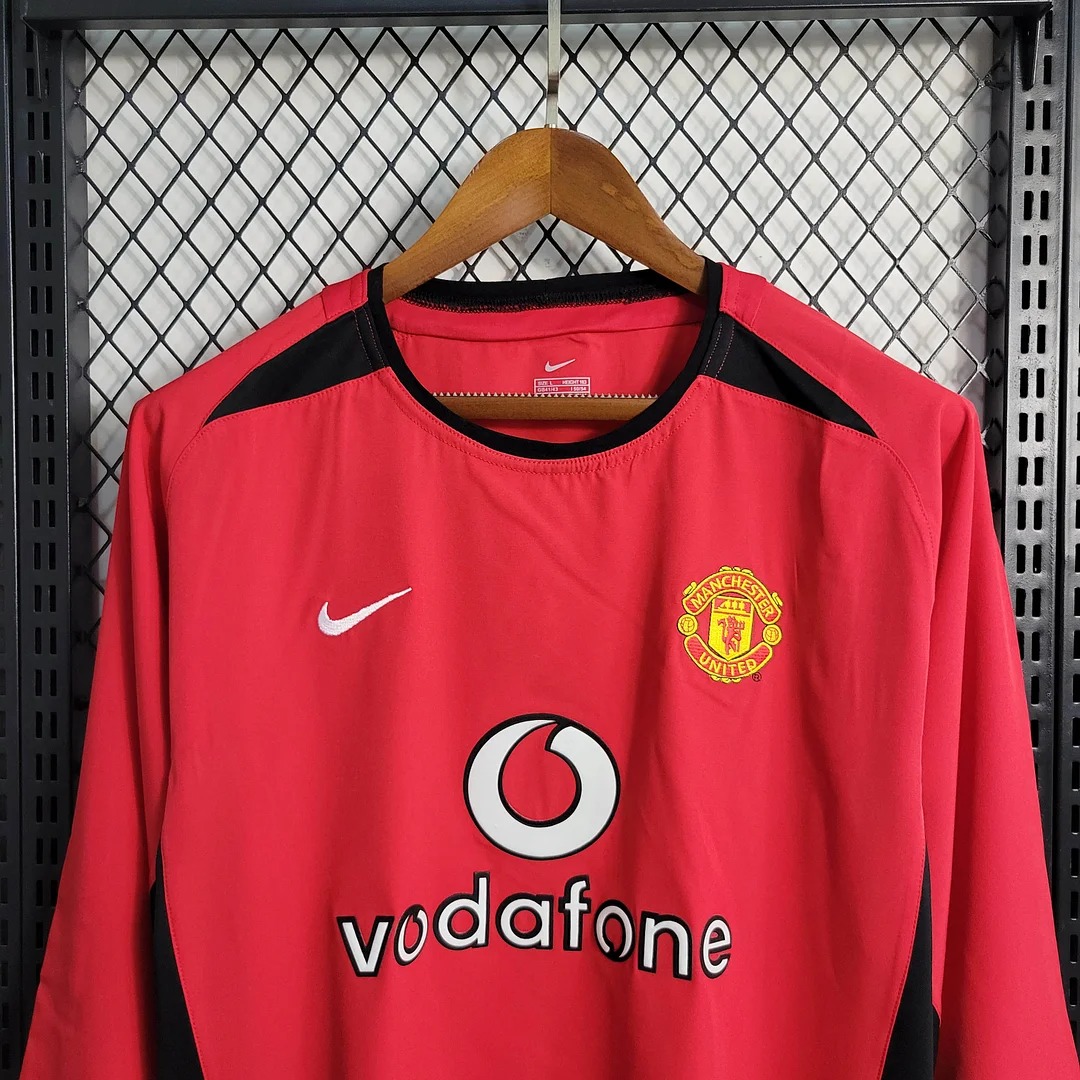 ManixJersey.com | Retro Manchester United 02-04 Home Long Sleeve Jersey -Customize Name, Number and Patch | Worldwide Shipping
