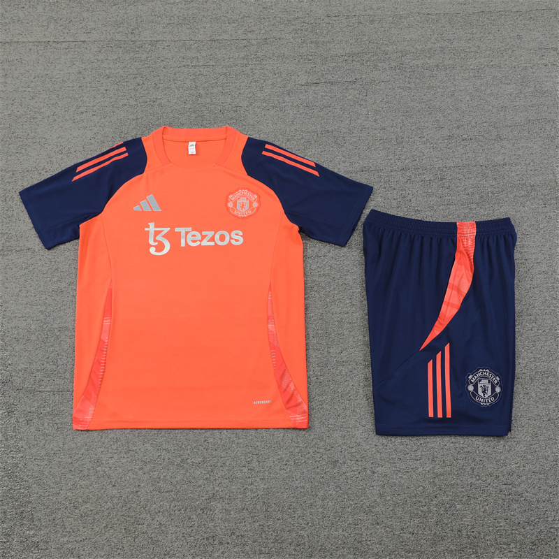 ManixJersey.com | Manchester United 24-25 Short-Sleeve Training Kids Kit - Orange -Customize Name, Number and Patch | Worldwide Shipping