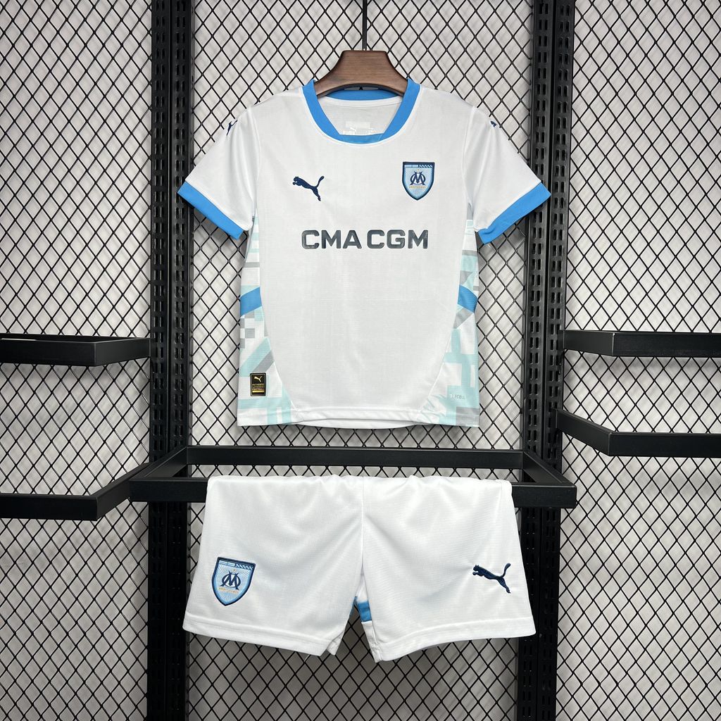 SIUjerseys-Marseille 24-25 Home Stadium Kids Kit