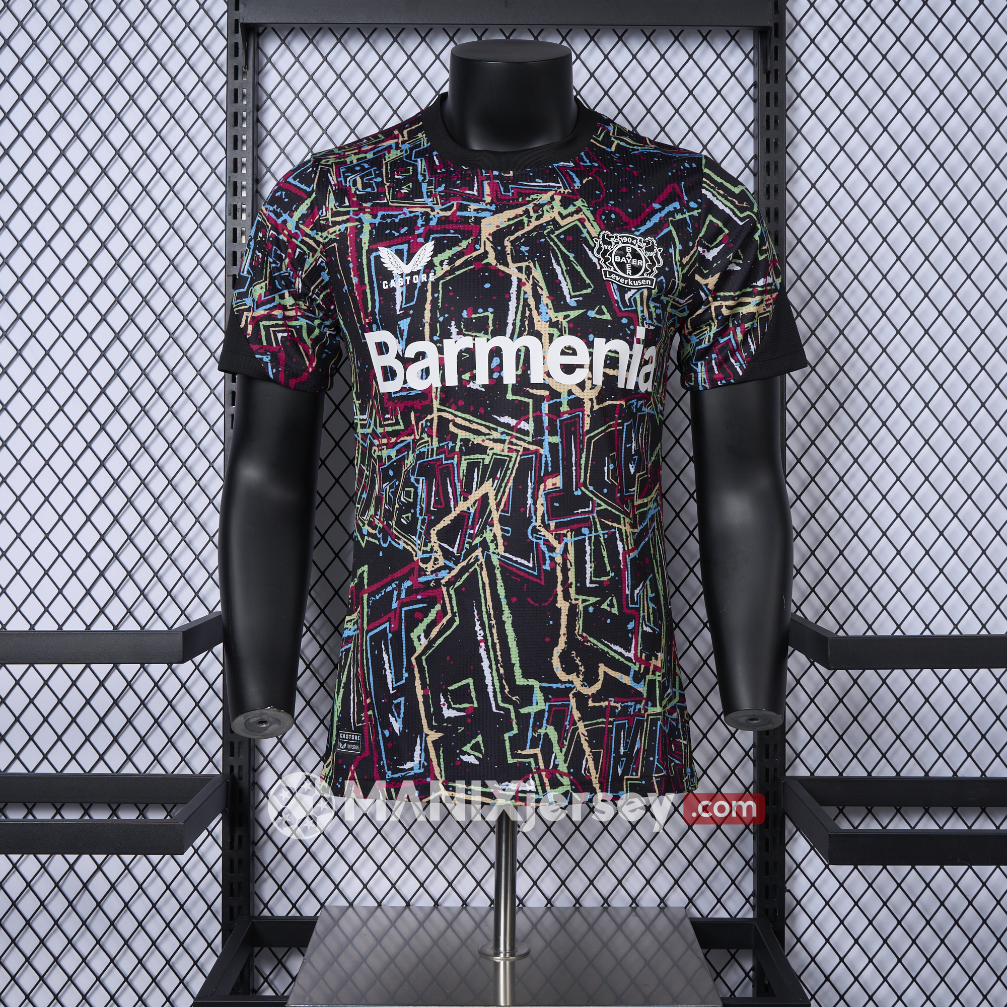 ManixJersey.com | Bayer 04 Leverkusen 24-25 Black Graffiti Special Edition Jersey - Player Version -Customize Name, Number and Patch | Worldwide Shipping