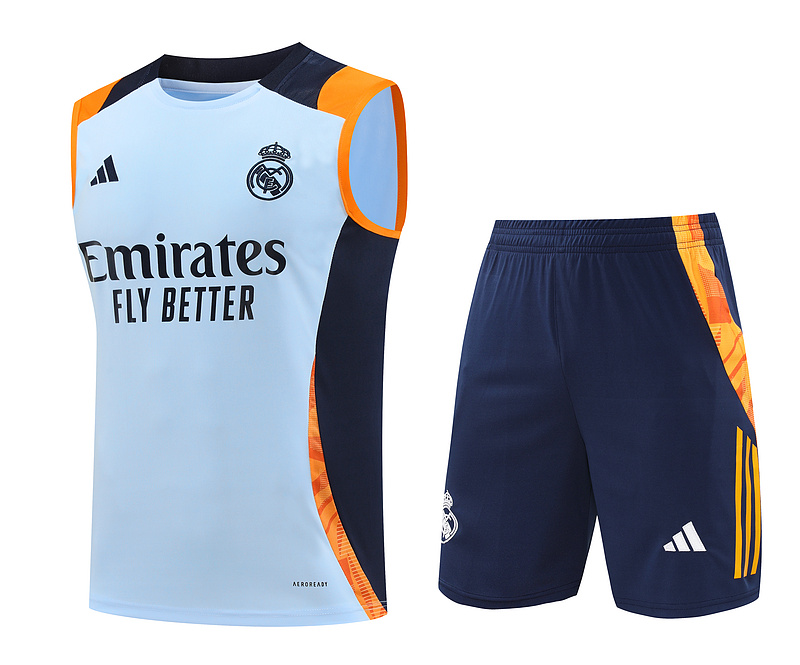 JerseysGala.com | Real Madrid 24-25 Vest Training Set - Light Blue -Customize Name, Number and Patch | Worldwide Shipping