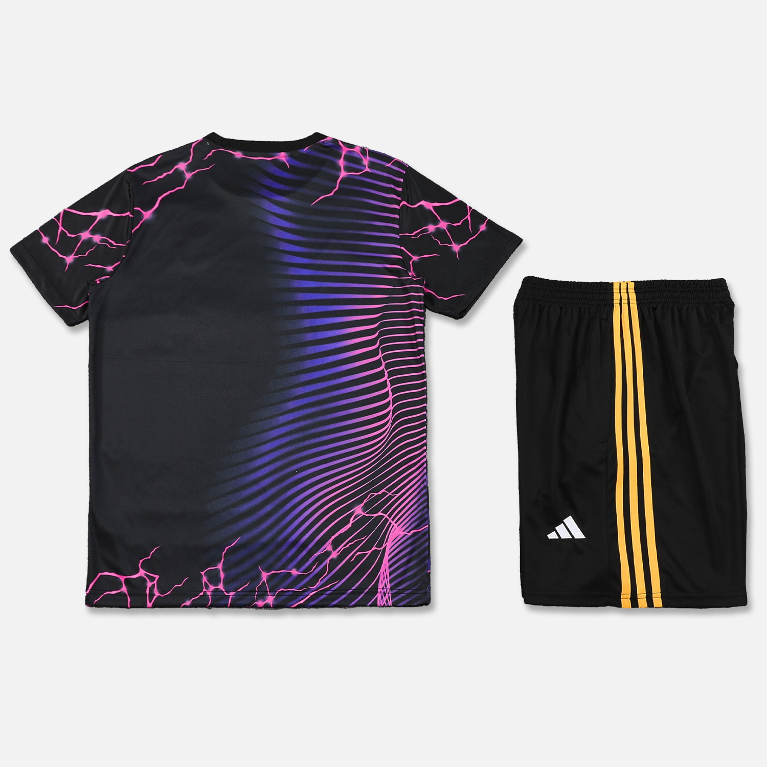 JerseysGala.com | Real Madrid 24-25 Short-Sleeve Training Set - Purple Leopard Top & Black Shorts -Customize Name, Number and Patch | Worldwide Shipping