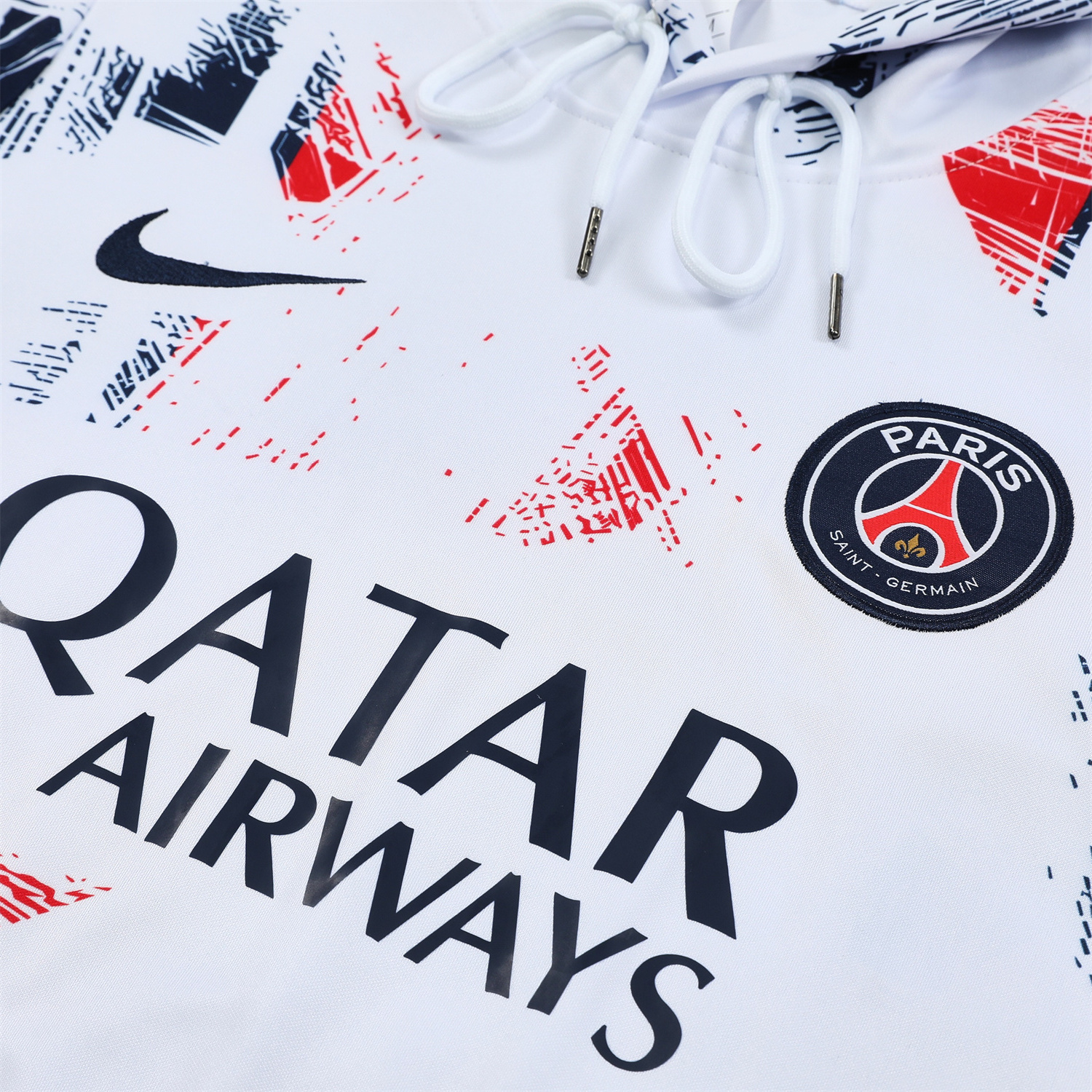 SIUjerseys-Paris Saint-Germain PSG 24-25 Training Hoodie Set - White Hoodie and Deep Blue Pants