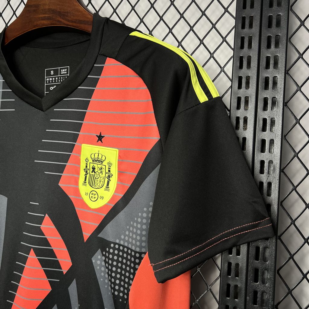 JerseysGala.com | Spain 2024 Black Goalkeeper Jersey - Fans Version -Customize Name, Number and Patch | Worldwide Shipping
