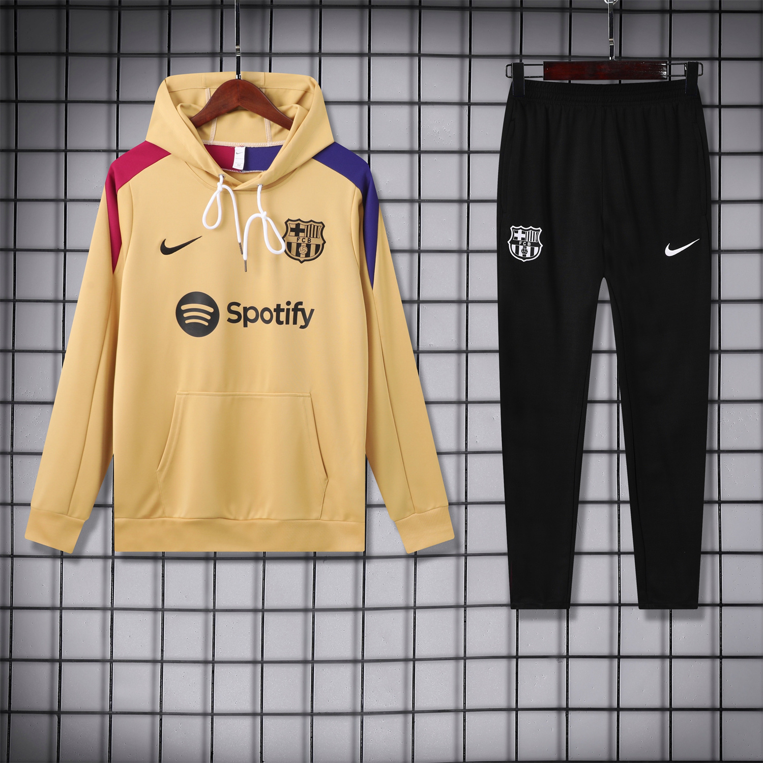 SIUjerseys-Barcelona 24-25 Training Hoodie Set - Khaki Hoodie and Black Pants