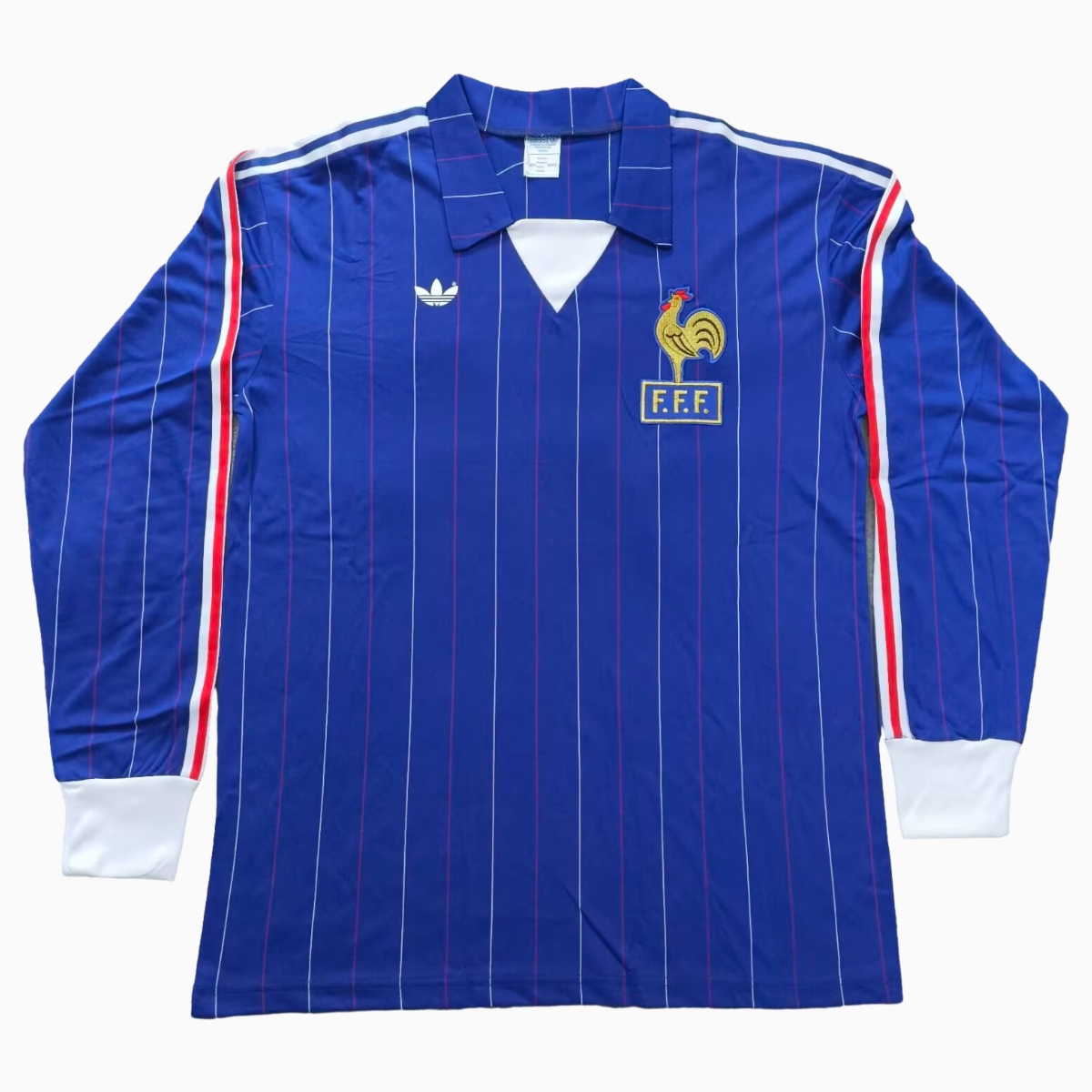SIUjerseys-Retro France 1982 Home Long Sleeves Jersey