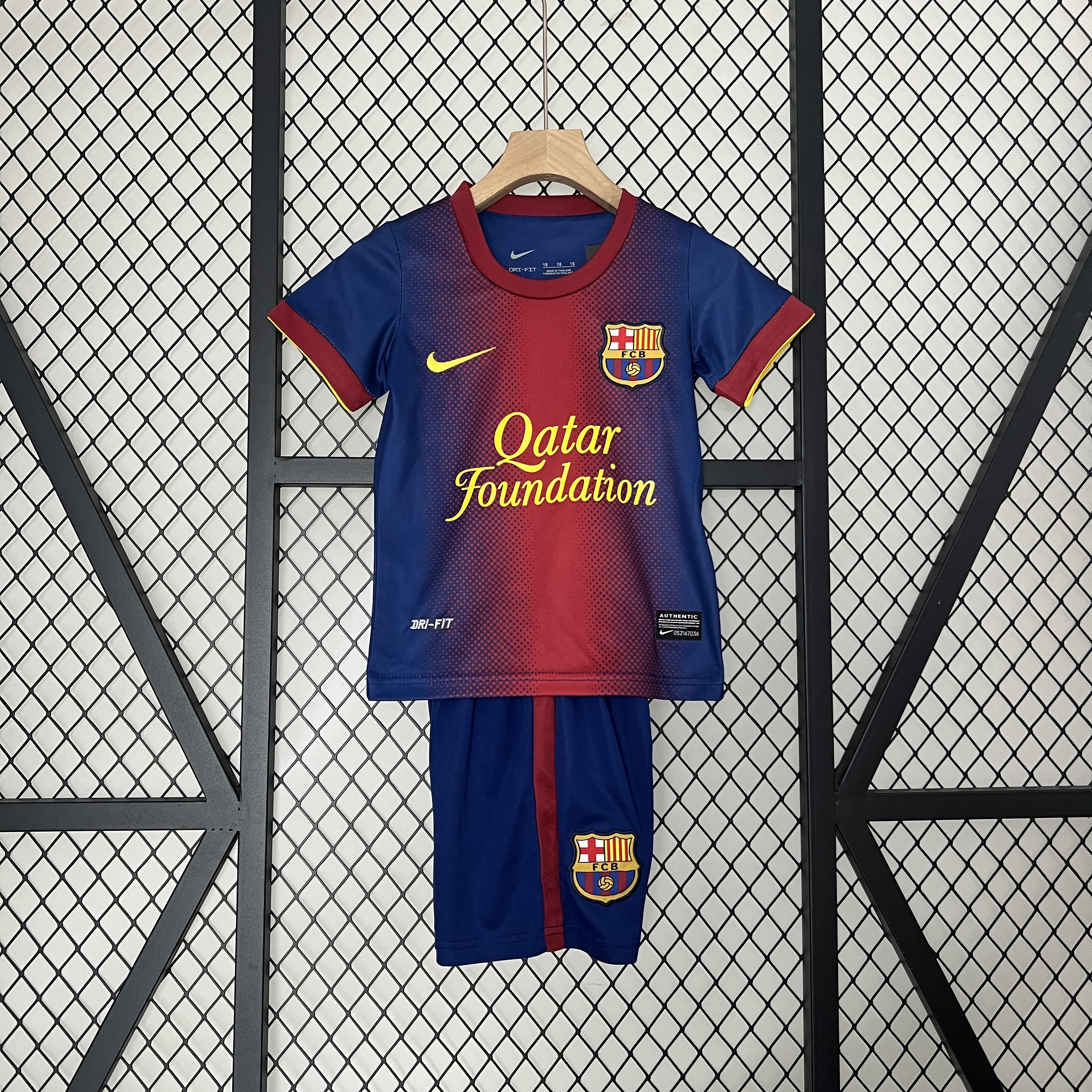 ManixJersey.com | Retro Barcelona 2012-13 Home Stadium Kids Kit -Customize Name, Number and Patch | Worldwide Shipping