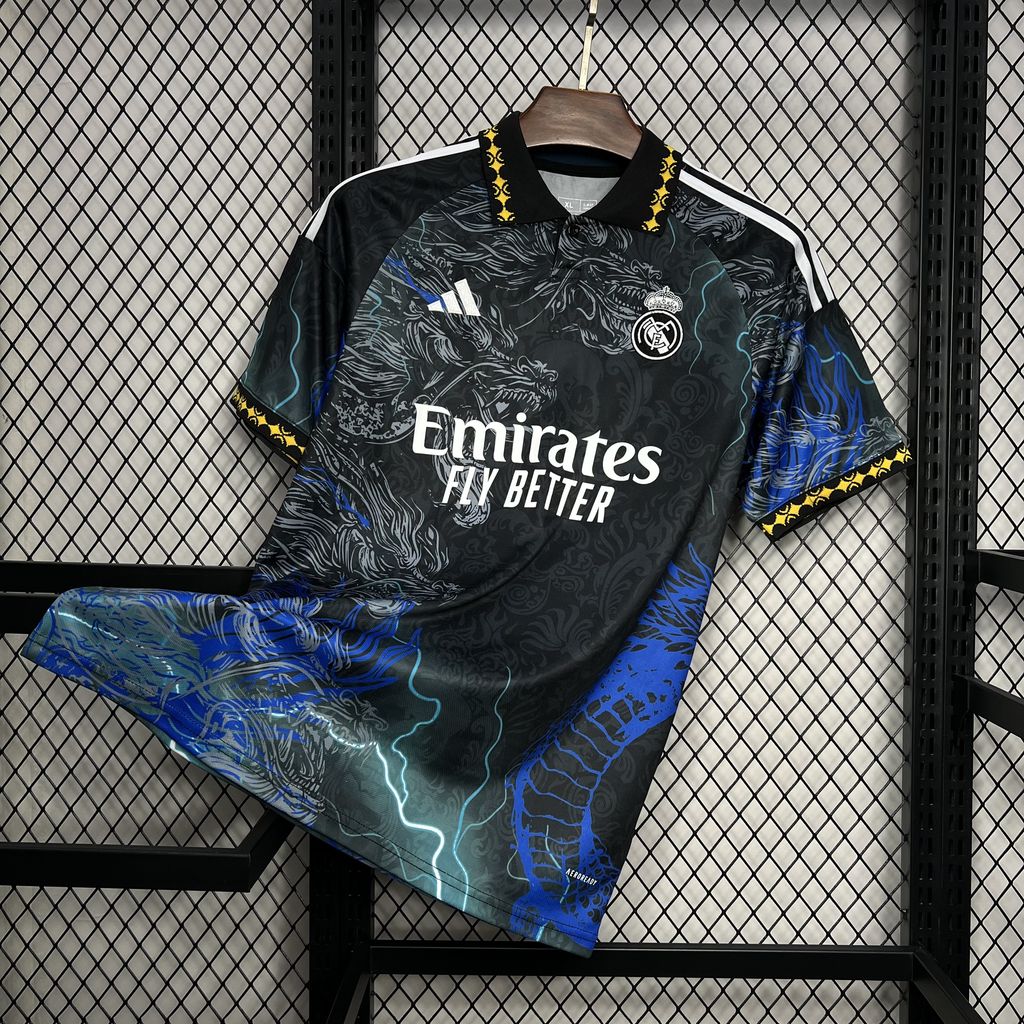 JerseysGala.com | Real Madrid 24-25 White & Blue Loong Special Edition Jersey - Fans Version -Customize Name, Number and Patch | Worldwide Shipping