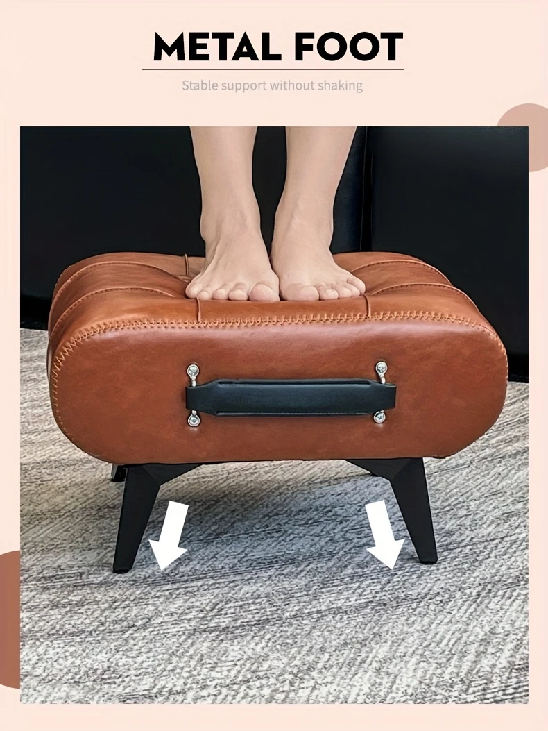 1pc high quality oil wax leather low stools footstools leather padded footstools stylish versatile for sofa end shoe changing stools for living rooms foyers entrance bedroom home decor furniture furniture for home details 2