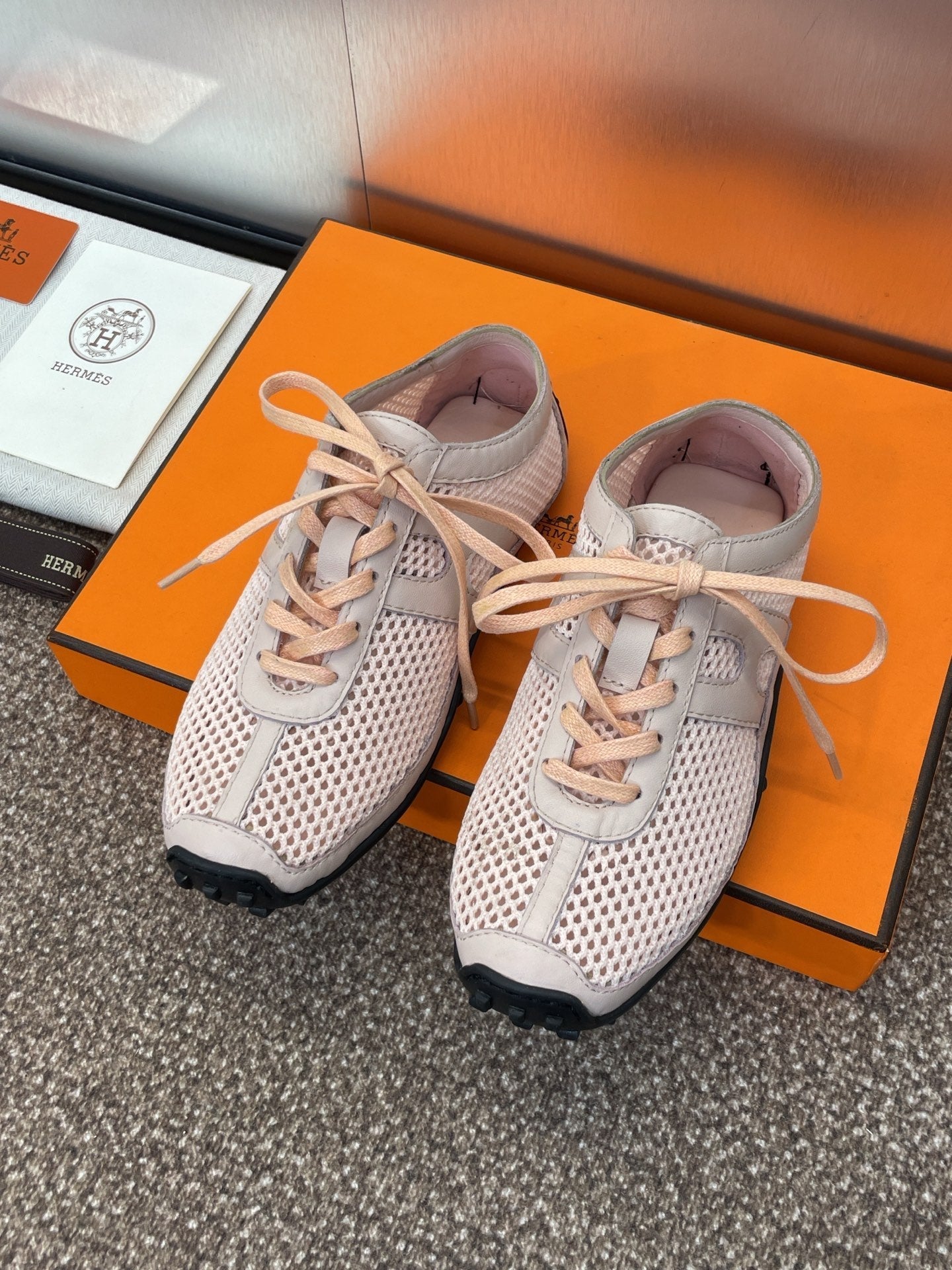 KIGA SNEAKER IN LIGHT PINK CROCHET KNIT AND CALFSKIN、mysite、Cacoeks