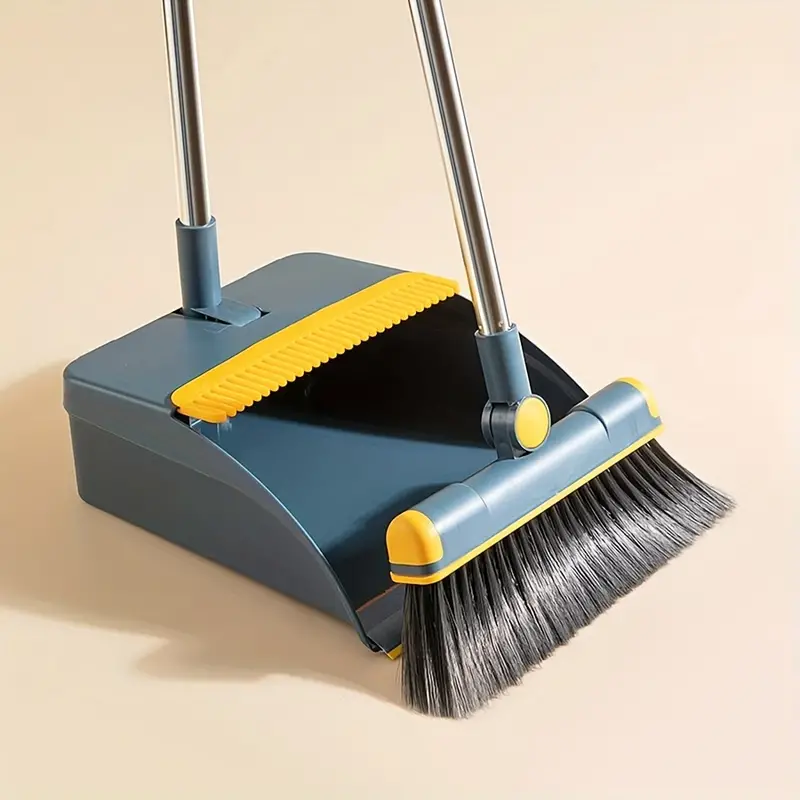 1set broom dustpan set combination thickened rotatable foldable stainless steel rod strong and durable   sweeping broom plastic cleaning supplies for indoor broom and dustpan set local warehouse household items details 3