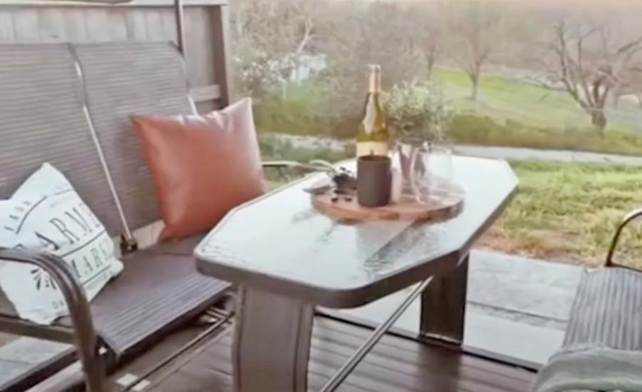 Glider Double Chairs With Table - Double bench and table swinging gazebo set