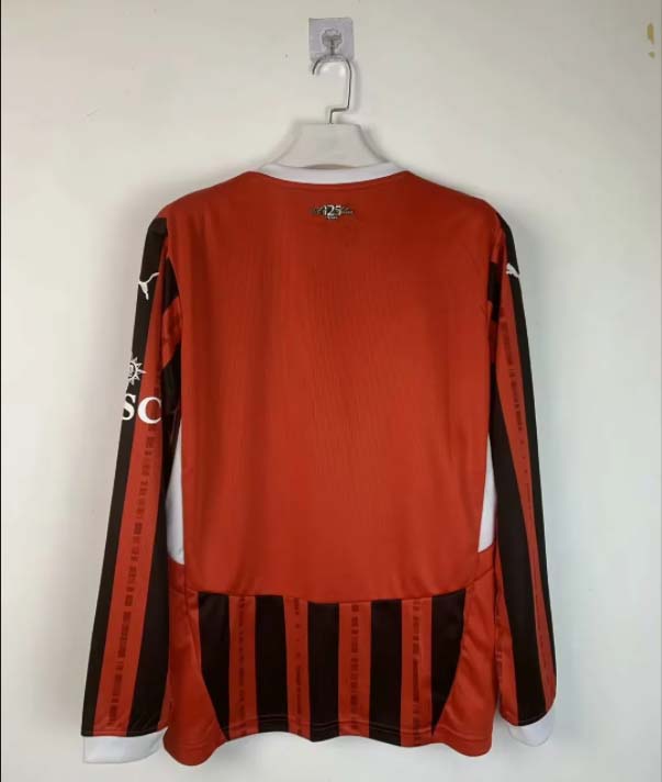 2024/2025 Long Sleeve AC Milan Home Soccer Jersey 1:1 Thai Quality:football jersey mysite: unitedjerseyfootball 邓江浪:football