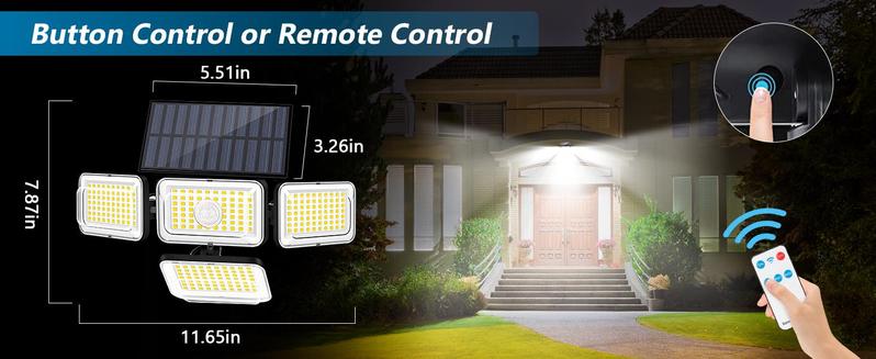 Product Introduction of Mokot Solar Lights Outdoor, Motion Sensor Wall Lights with Remote Control,4 Heads IP65 Waterproof Solar Flood Security Light for Outside Yard 9